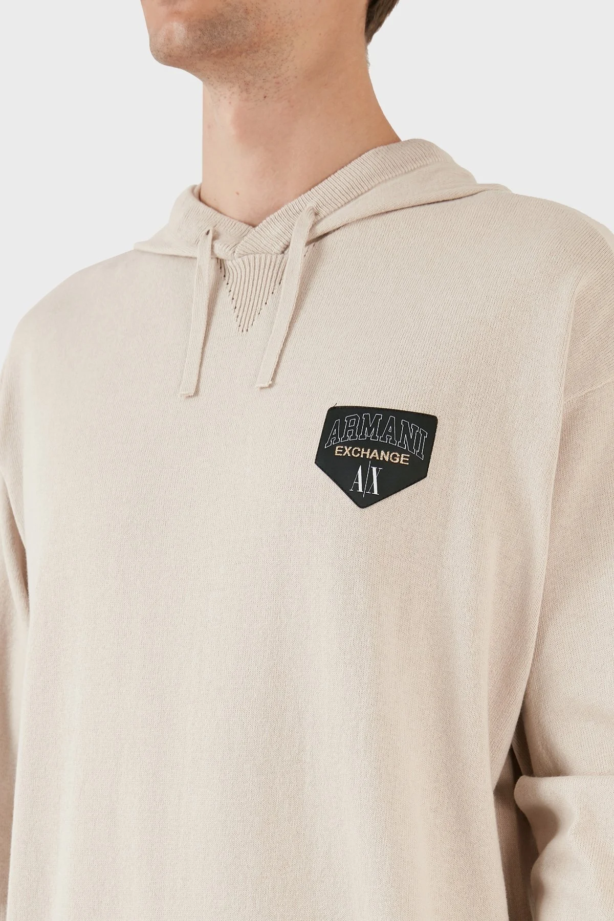 Armani Exchange Pamuk ve Yün Karışımlı Regular Fit Kapüşonlu Erkek Kazak 6RZM2A ZM3FZ 1934 BEJ - 5