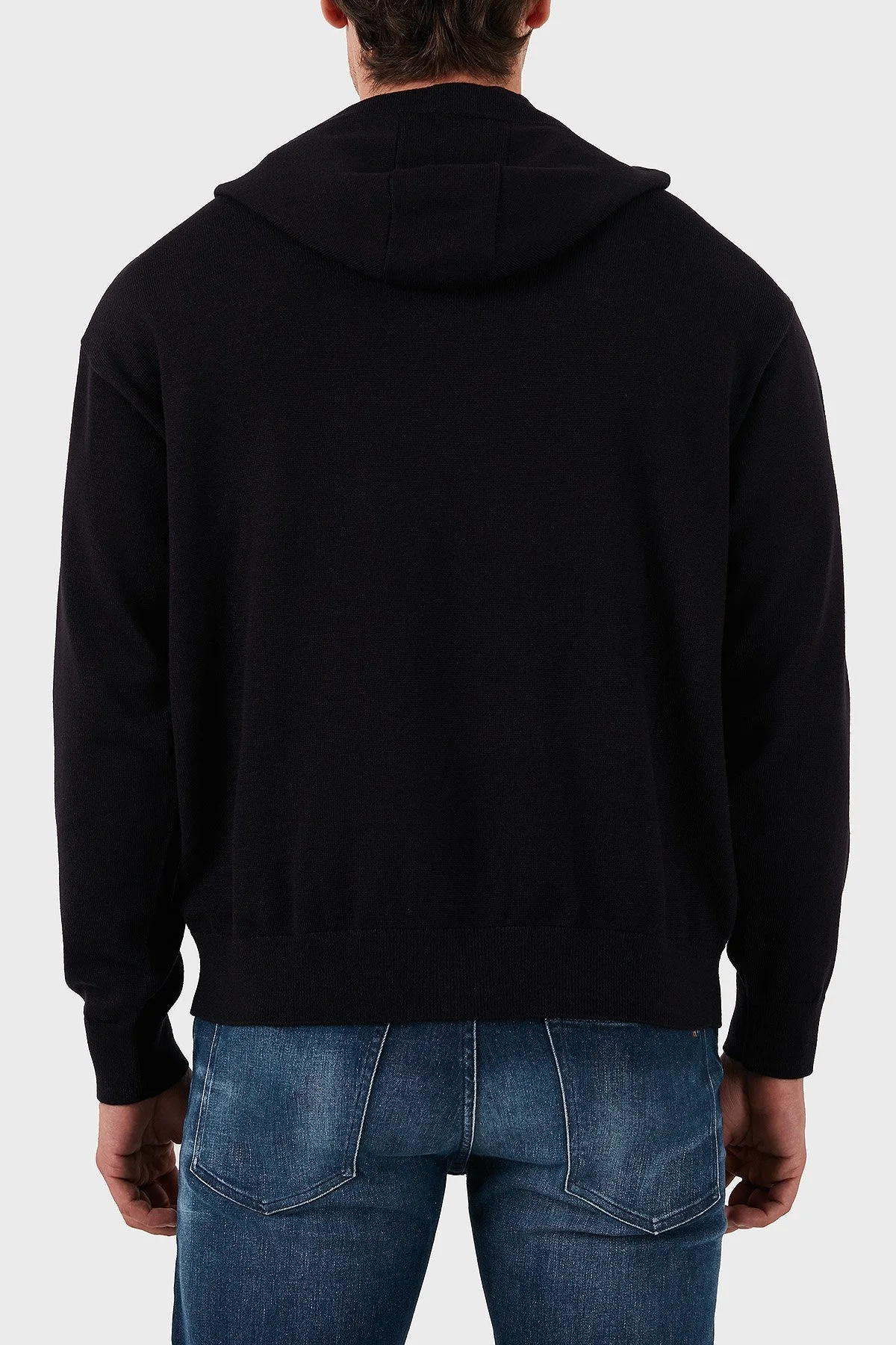 Armani Exchange Pamuk ve Yün Karışımlı Regular Fit Logolu Kapüşonlu Erkek Kazak 6DZM2Y ZM4NZ 1510 LACİVERT - 3