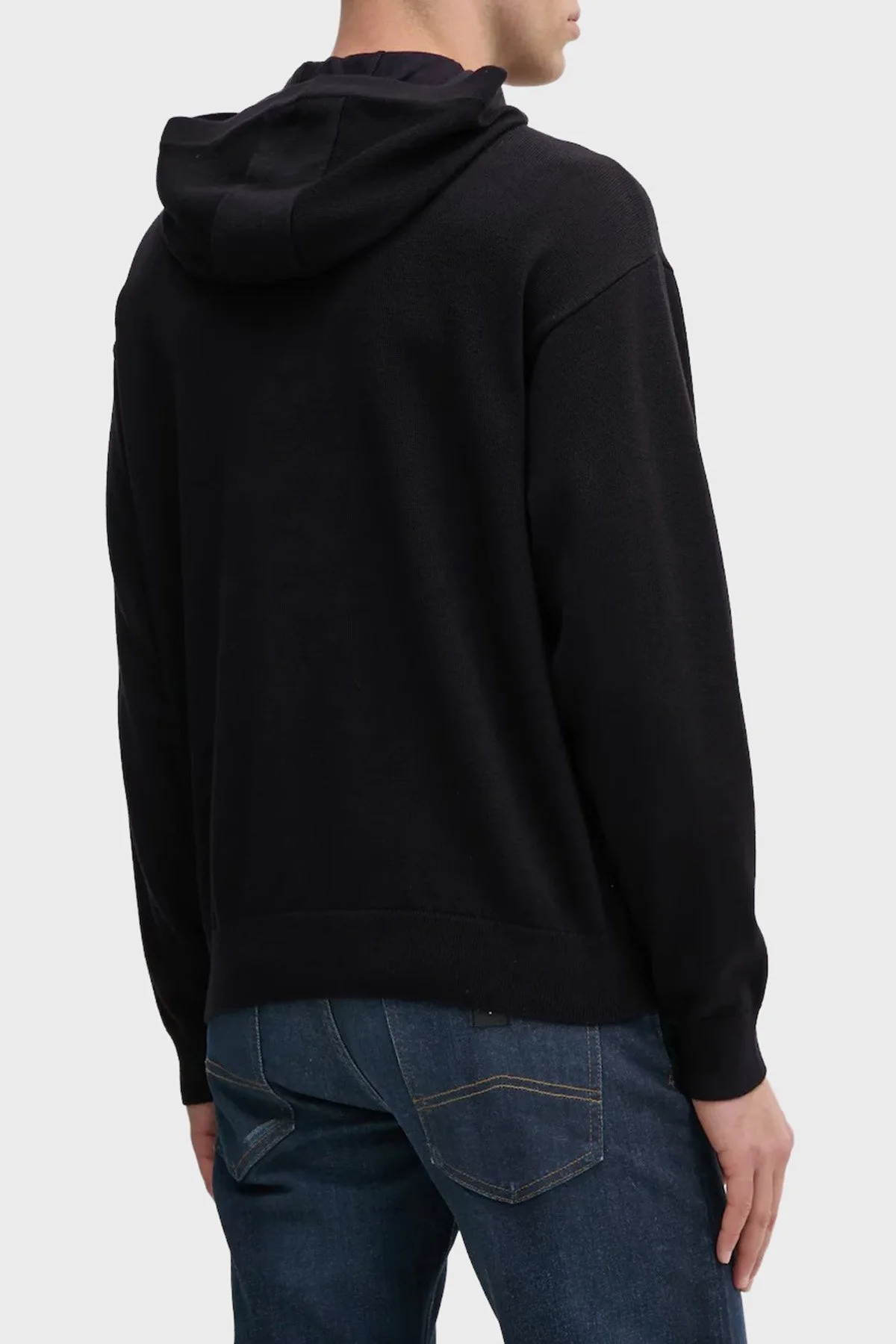 Armani Exchange Pamuk ve Yün Karışımlı Regular Fit Logolu Kapüşonlu Erkek Kazak 6DZM2Y ZM4NZ 1510 LACİVERT - 3