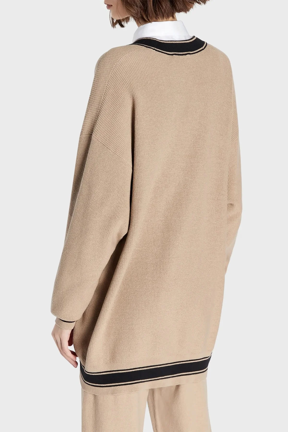 Armani Exchange Pamuk ve Yün Karışımlı Regular Fit V Yaka Bayan Hırka 6RYE2K YMX3Z 0748 BEJ - 2