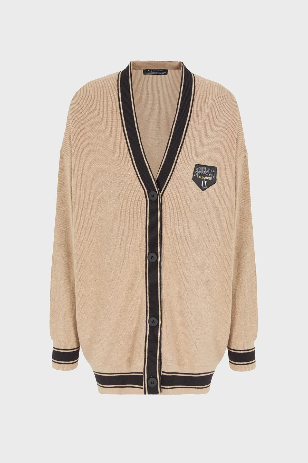 Armani Exchange Pamuk ve Yün Karışımlı Regular Fit V Yaka Bayan Hırka 6RYE2K YMX3Z 0748 BEJ - 5