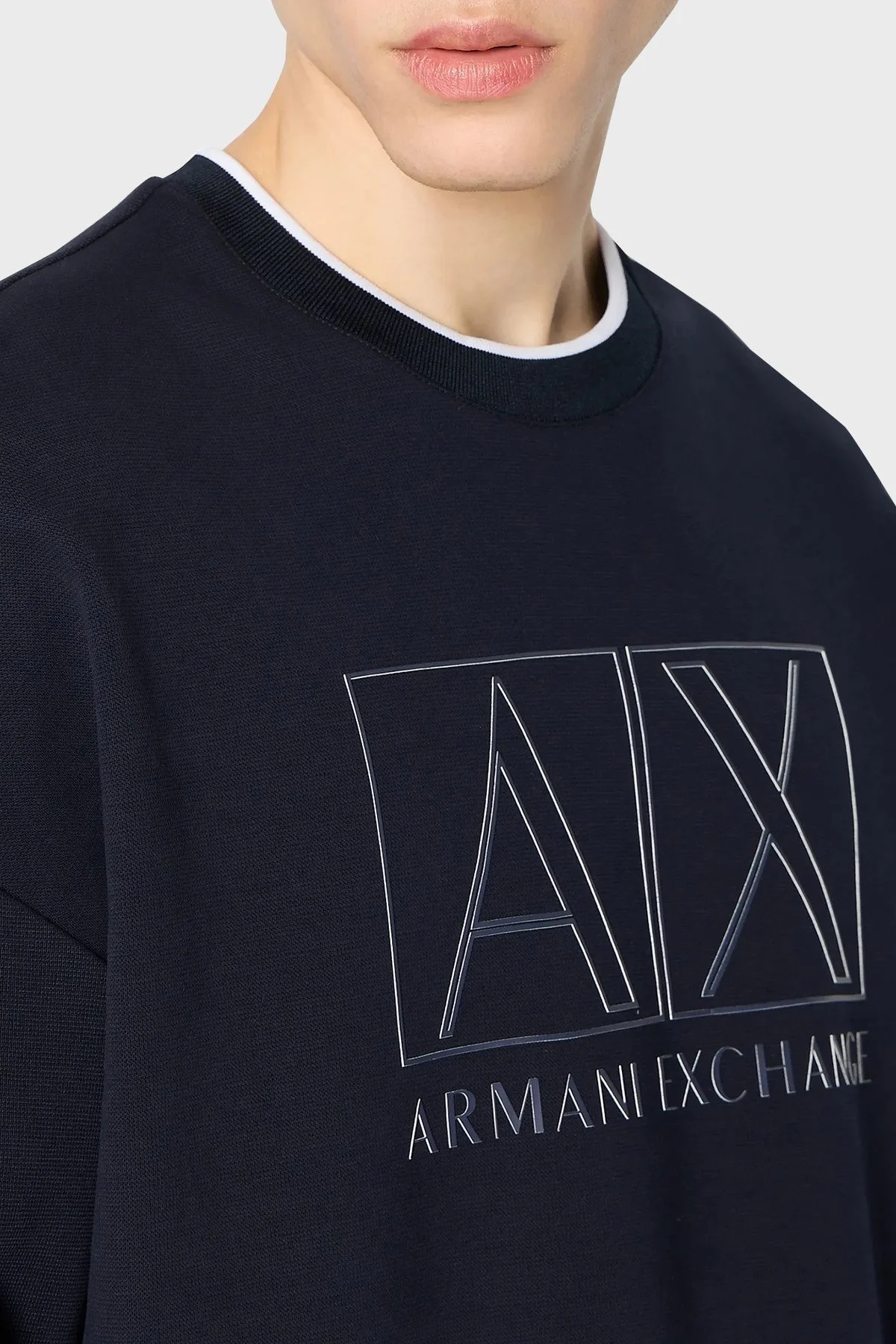 Armani Exchange Pamuklu Regular Fit Logo Baskılı Erkek Sweat 6RZMHJ ZJDJZ 1510 LACİVERT - 4