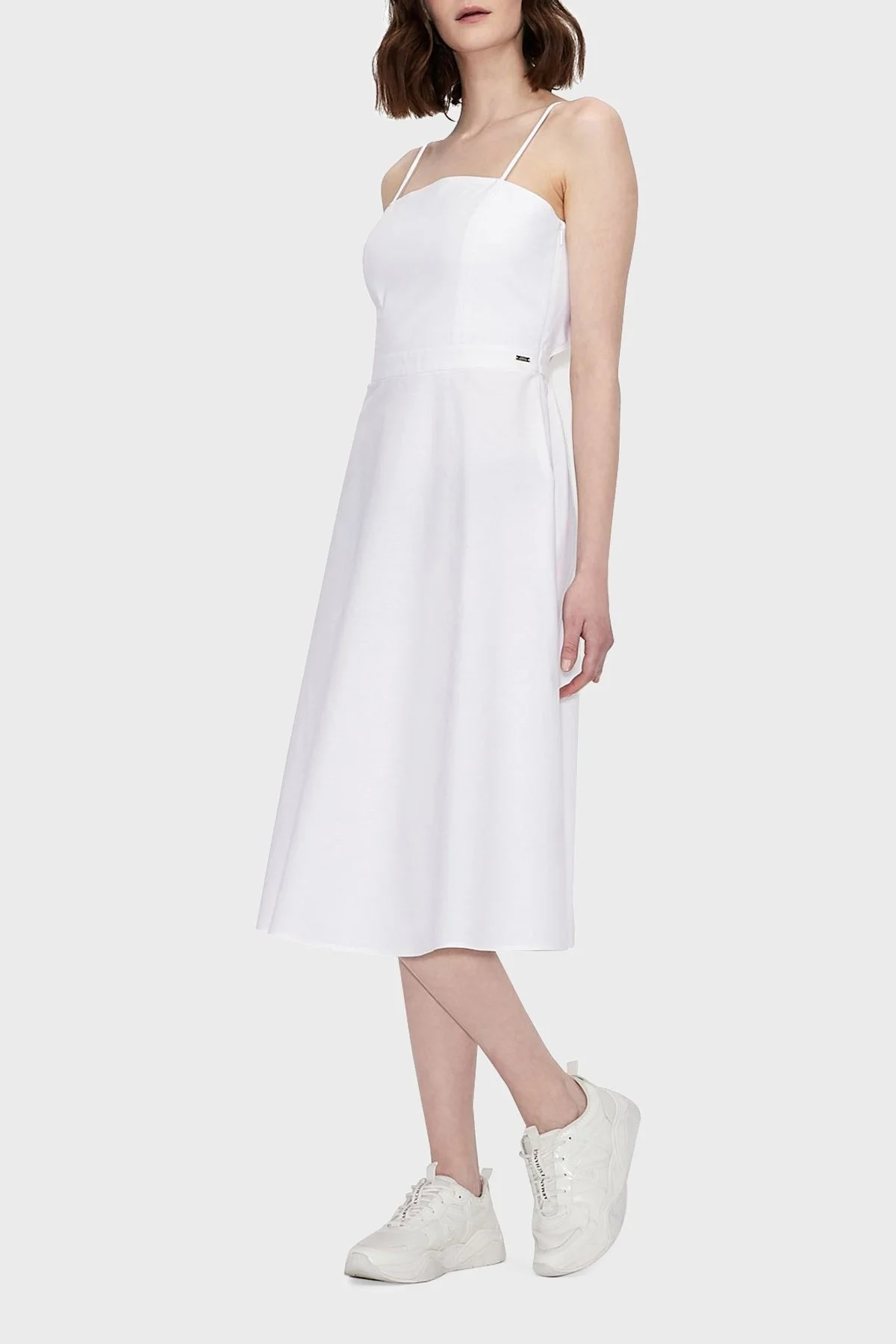 Armani Exchange Pamuklu Askılı Midi Bayan Elbise 3KYA27 YNVFZ 1100 BEYAZ - 1