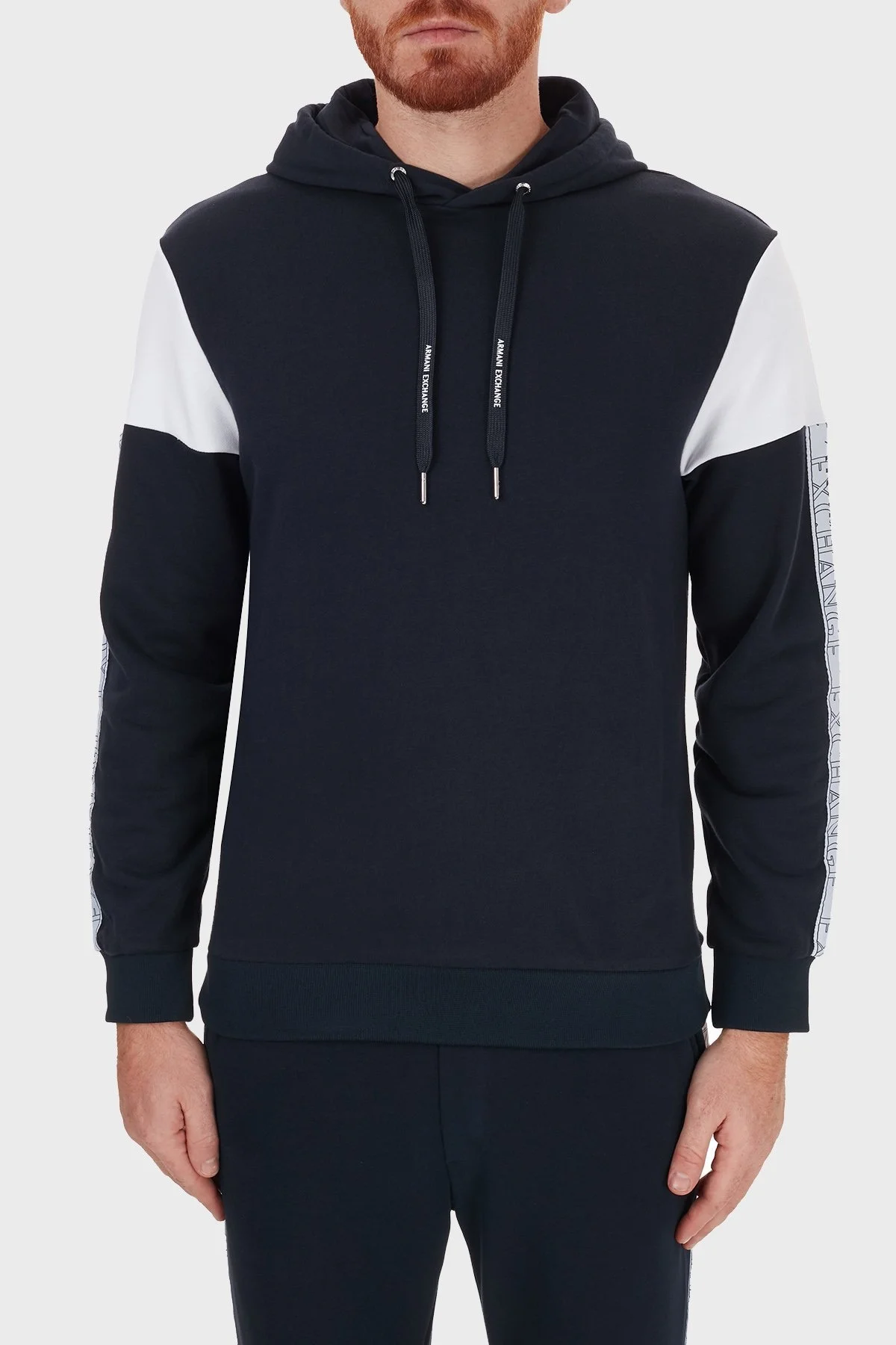 Armani Exchange Pamuklu Baskılı Kapüşonlu Erkek Sweat 6HZMFD ZJ2RZ 2554 LACİVERT - 1