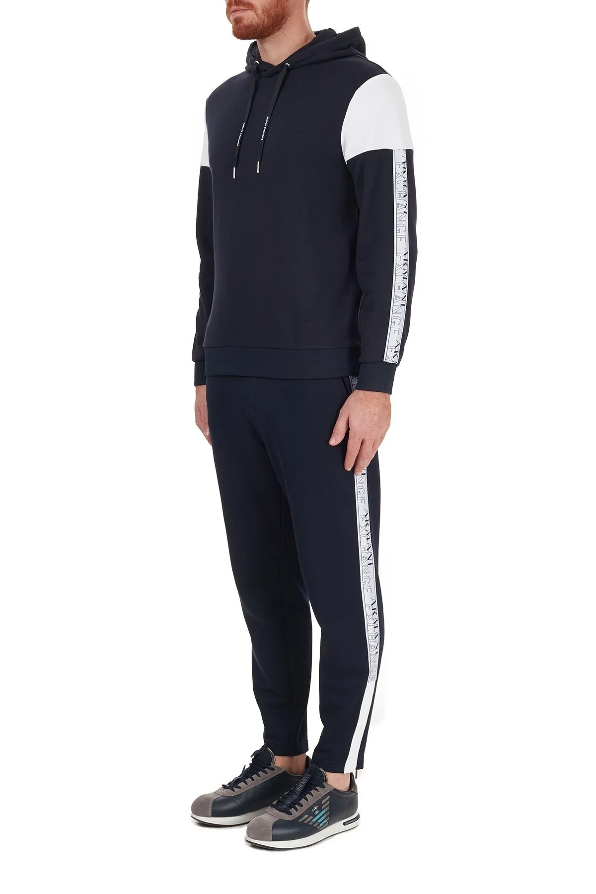 Armani Exchange Pamuklu Baskılı Kapüşonlu Erkek Sweat 6HZMFD ZJ2RZ 2554 LACİVERT - 5