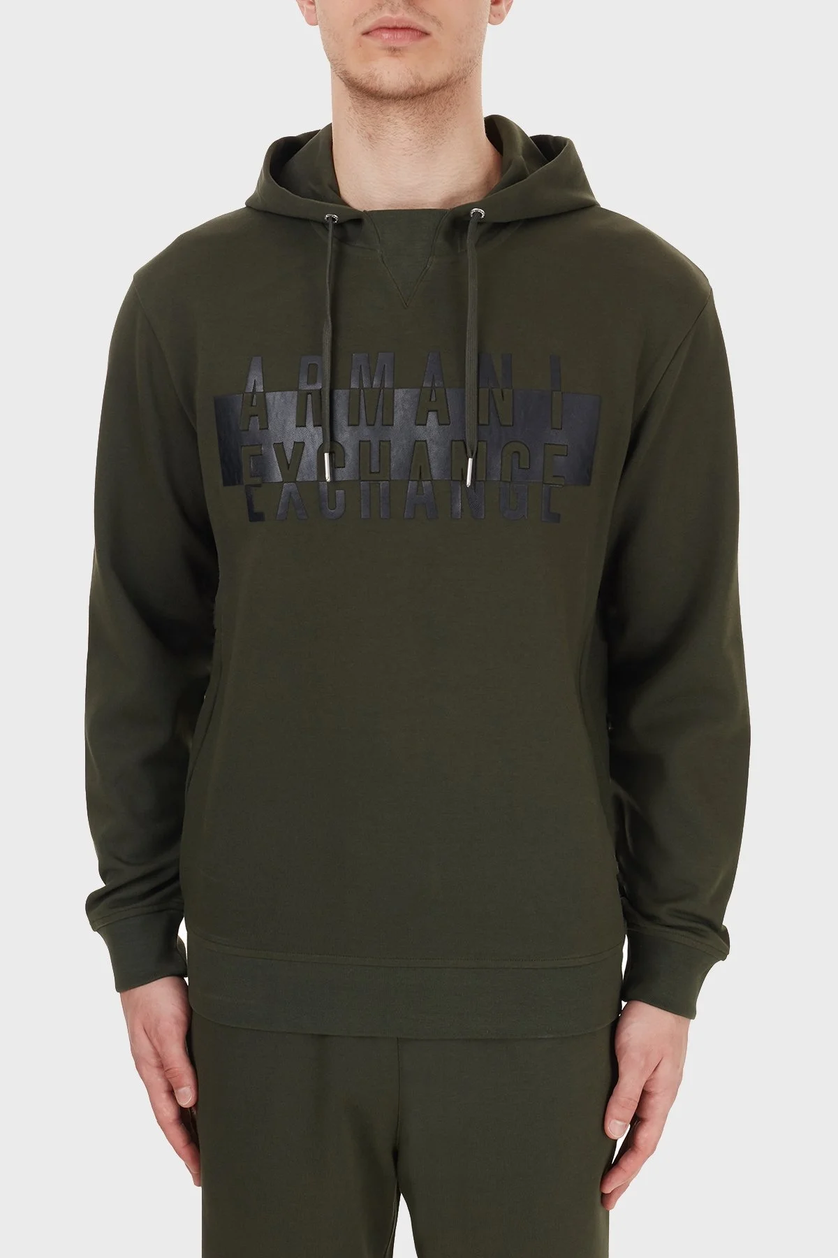 Armani Exchange Pamuklu Baskılı Kapüşonlu Erkek Sweat 6HZMFK ZJQ2Z 1851 HAKİ - 1