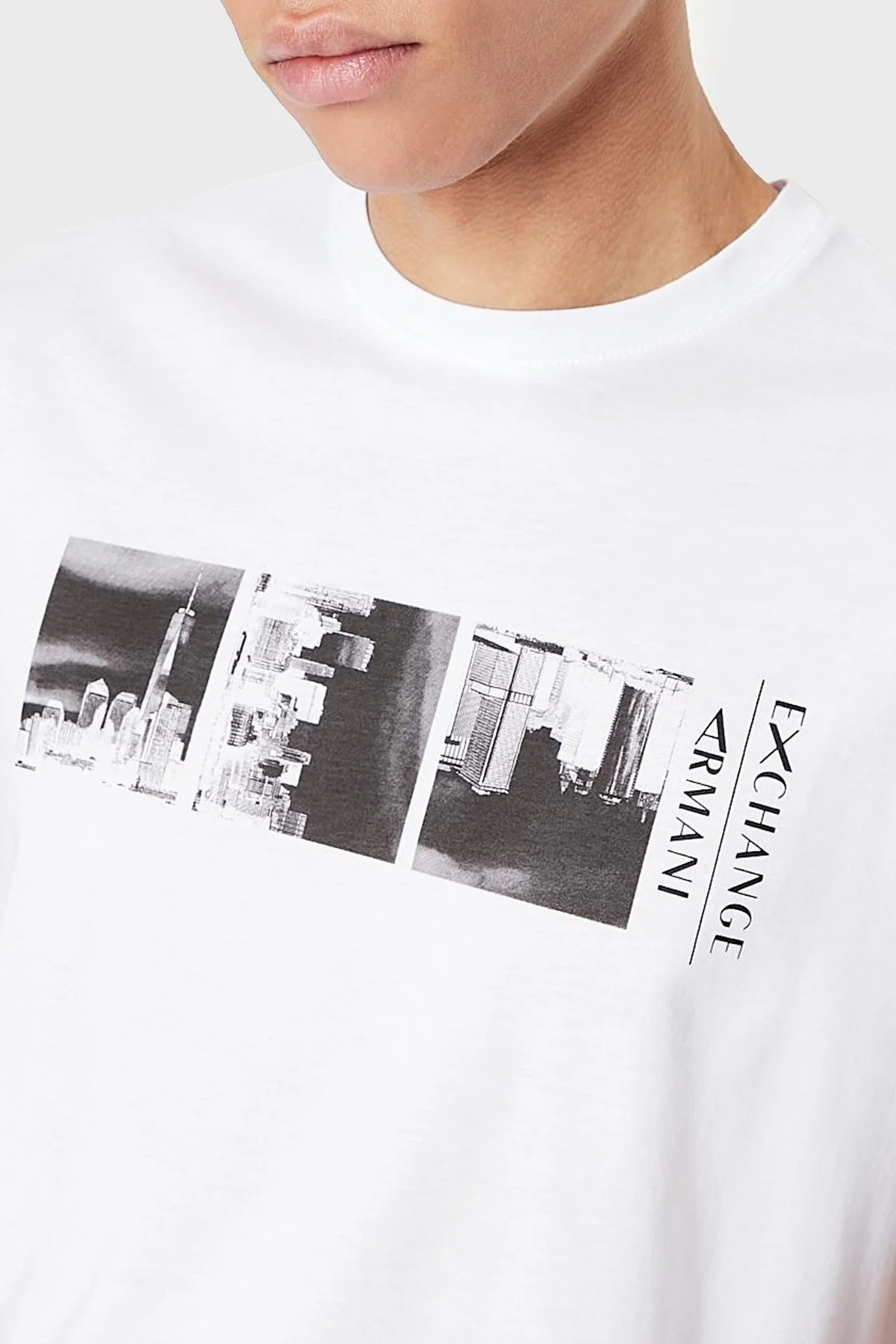 Armani Exchange Pamuklu Baskılı Regular Fit Bisiklet Yaka Erkek T Shirt 3LZTAG ZJA5Z 1100 BEYAZ - 2