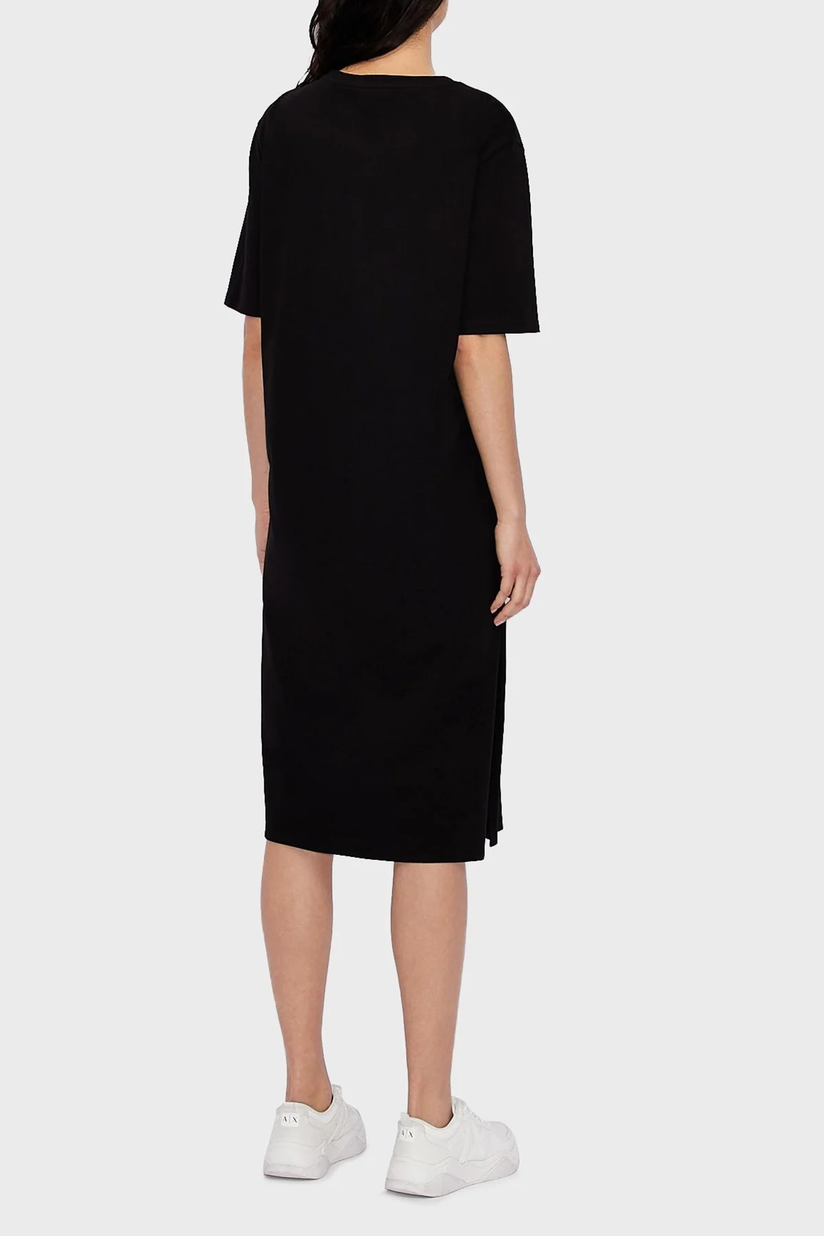 Armani Exchange Pamuklu Yırtmaçlı Regular Fit Midi T-shirt Bayan Elbise 8NYACF YJG3Z 1200 SİYAH - 2