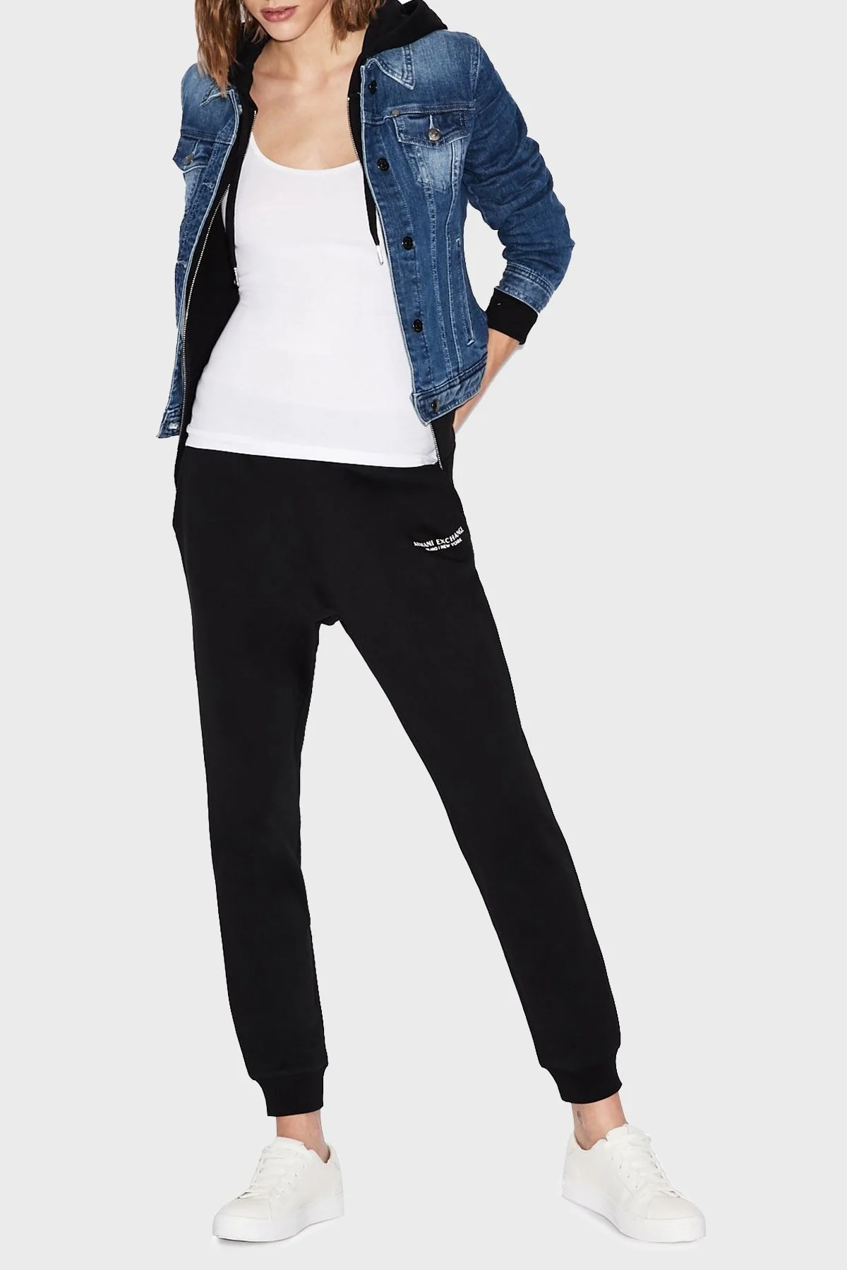 Armani Exchange Pamuklu Belden Bağlamalı Jogger Bayan Pantolon 8NYPBA YJE5Z 1200 SİYAH - 1