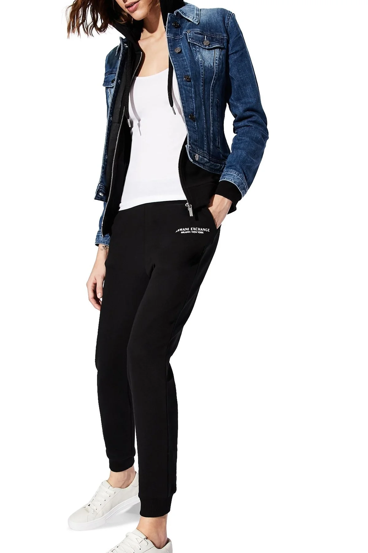 Armani Exchange Pamuklu Belden Bağlamalı Jogger Bayan Pantolon 8NYPBA YJE5Z 1200 SİYAH - 4