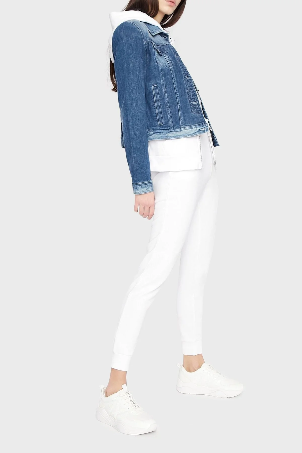 Armani Exchange Pamuklu Belden Bağlamalı Jogger Spor Bayan Pantolon 8NYPBA YJE5Z 1100 BEYAZ - 10