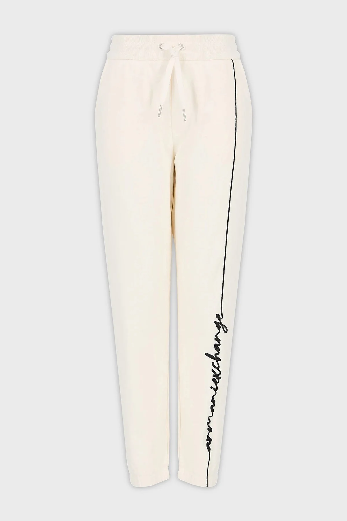 Armani Exchange Pamuklu Belden Bağlamalı Yüksek Bel Regular Fit Spor Bayan Pantolon 6RYP70 YJBRZ 1130 BEYAZ - 10