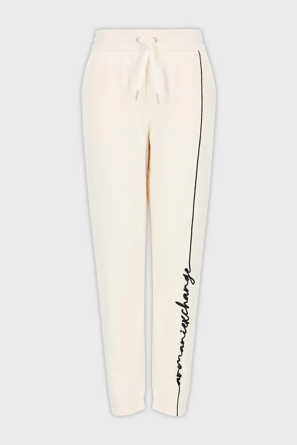 Armani Exchange Pamuklu Belden Bağlamalı Yüksek Bel Regular Fit Spor Bayan Pantolon 6RYP70 YJBRZ 1130 BEYAZ - 12