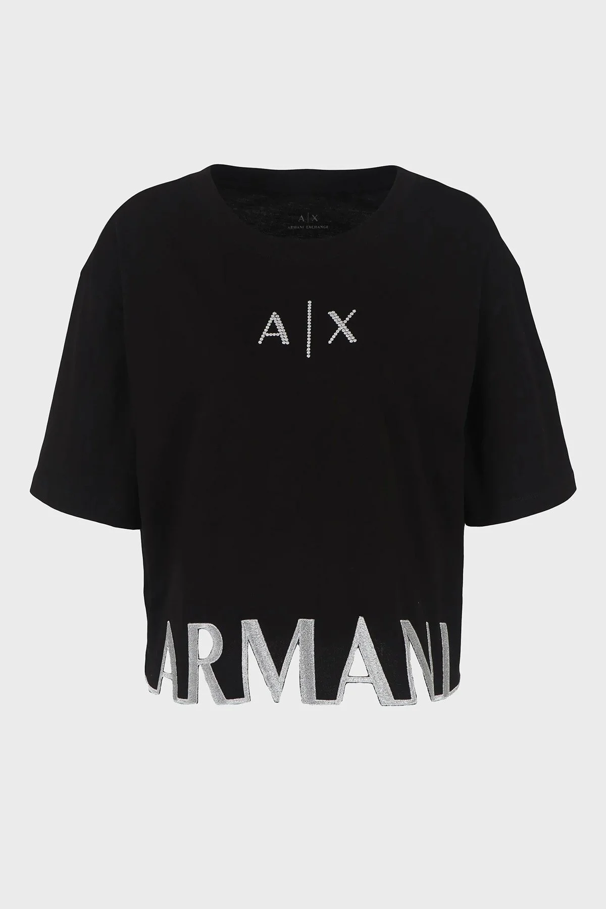 Armani Exchange Pamuklu Bisiklet Yaka Crop Bayan T Shirt 3DYTAG YJG3Z 1200 SİYAH - 5