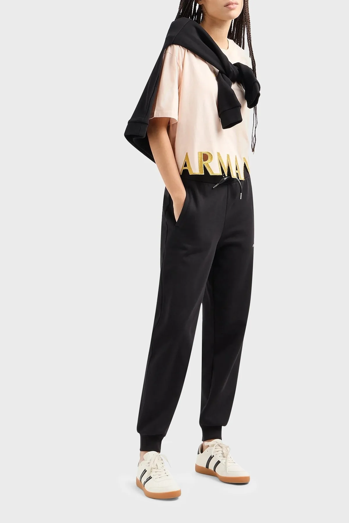 Armani Exchange Pamuklu Bisiklet Yaka Crop Bayan T Shirt 3DYTAG YJG3Z 14BD PUDRA - 3