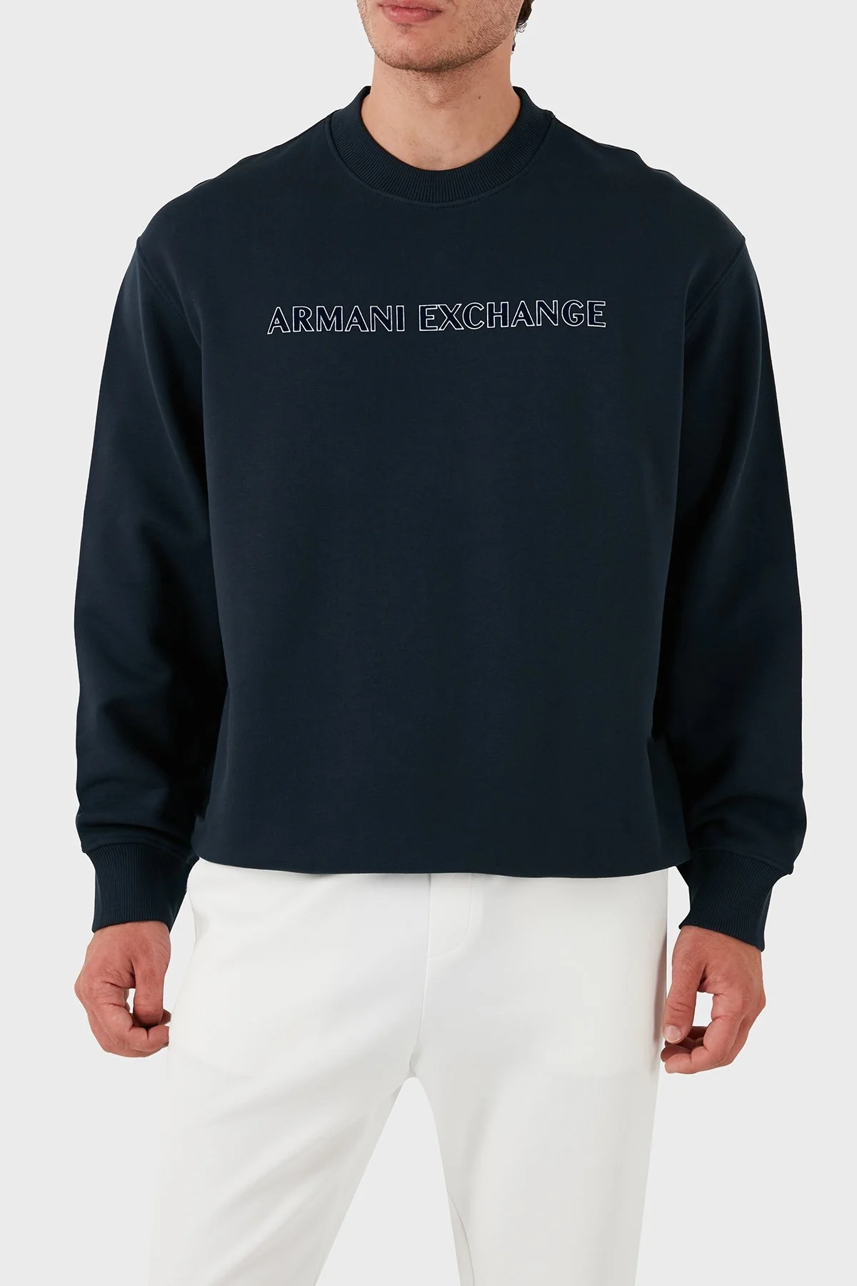 Armani Exchange Pamuklu Bisiklet Yaka Erkek Sweat 6DZMBA ZJADZ 1510 LACİVERT - 1