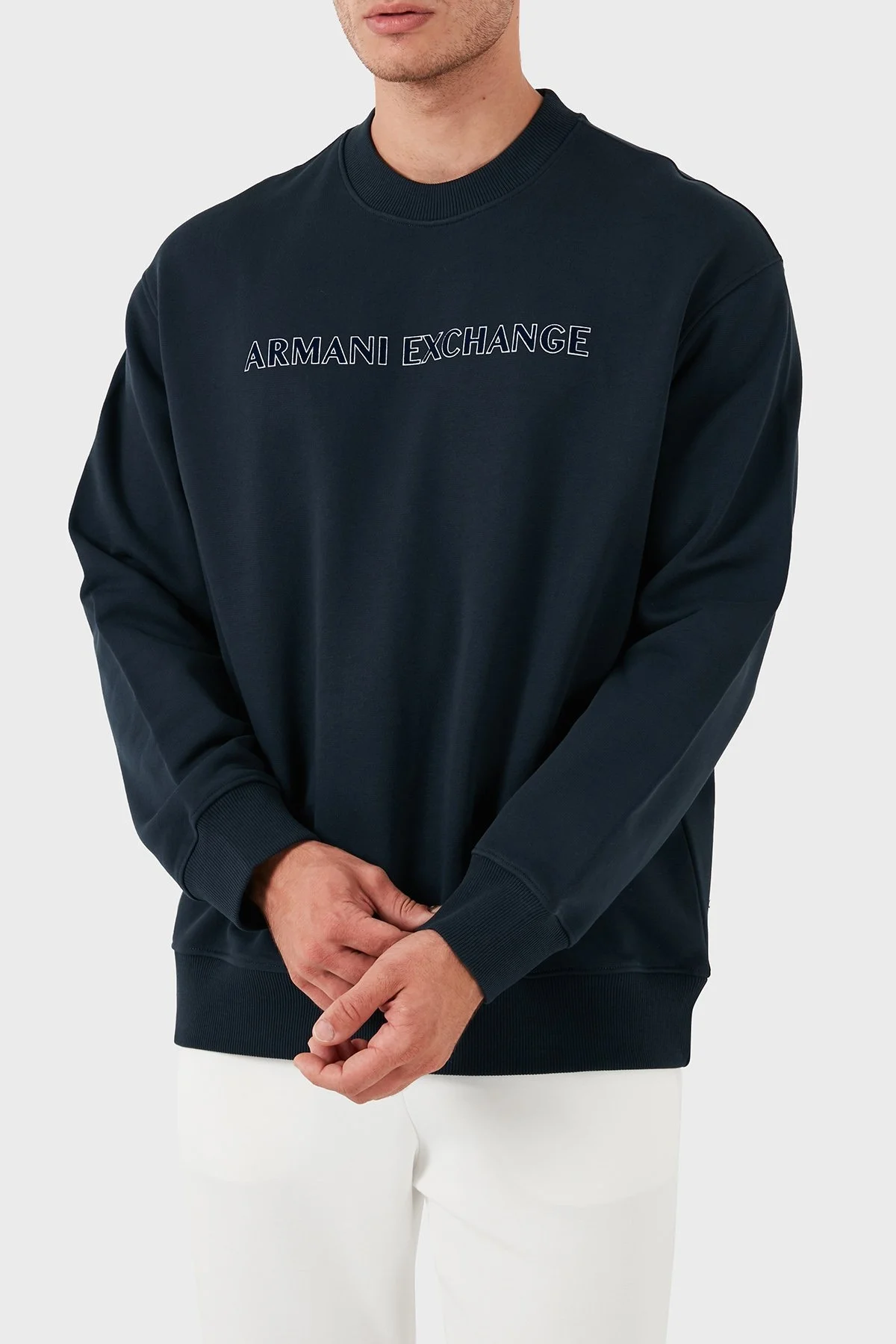 Armani Exchange Pamuklu Bisiklet Yaka Erkek Sweat 6DZMBA ZJADZ 1510 LACİVERT - 4