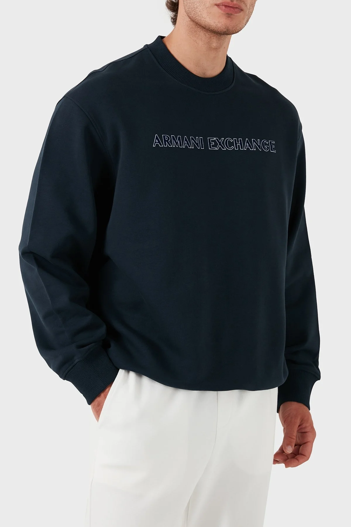 Armani Exchange Pamuklu Bisiklet Yaka Erkek Sweat 6DZMBA ZJADZ 1510 LACİVERT - 5