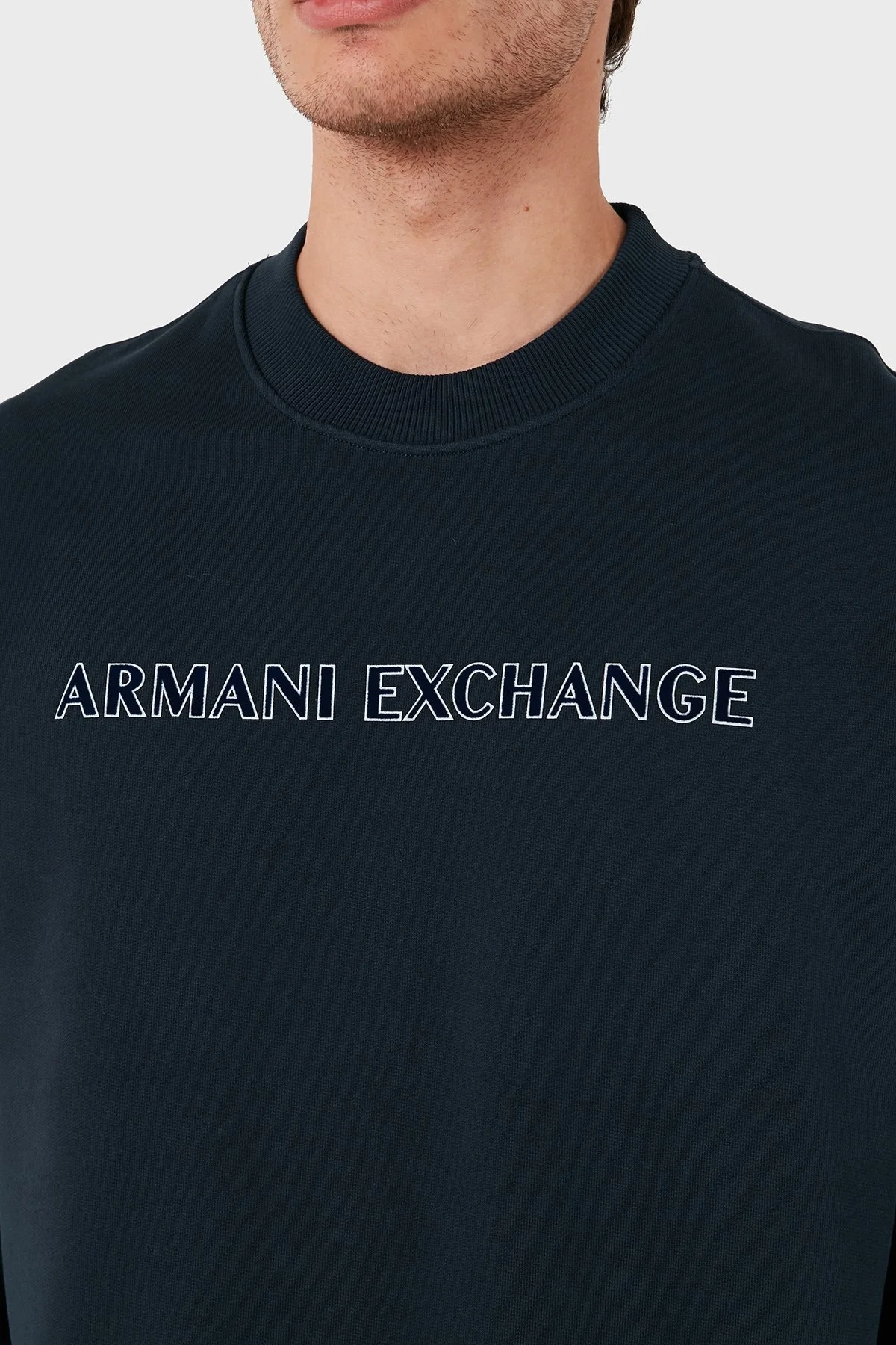 Armani Exchange Pamuklu Bisiklet Yaka Erkek Sweat 6DZMBA ZJADZ 1510 LACİVERT - 6
