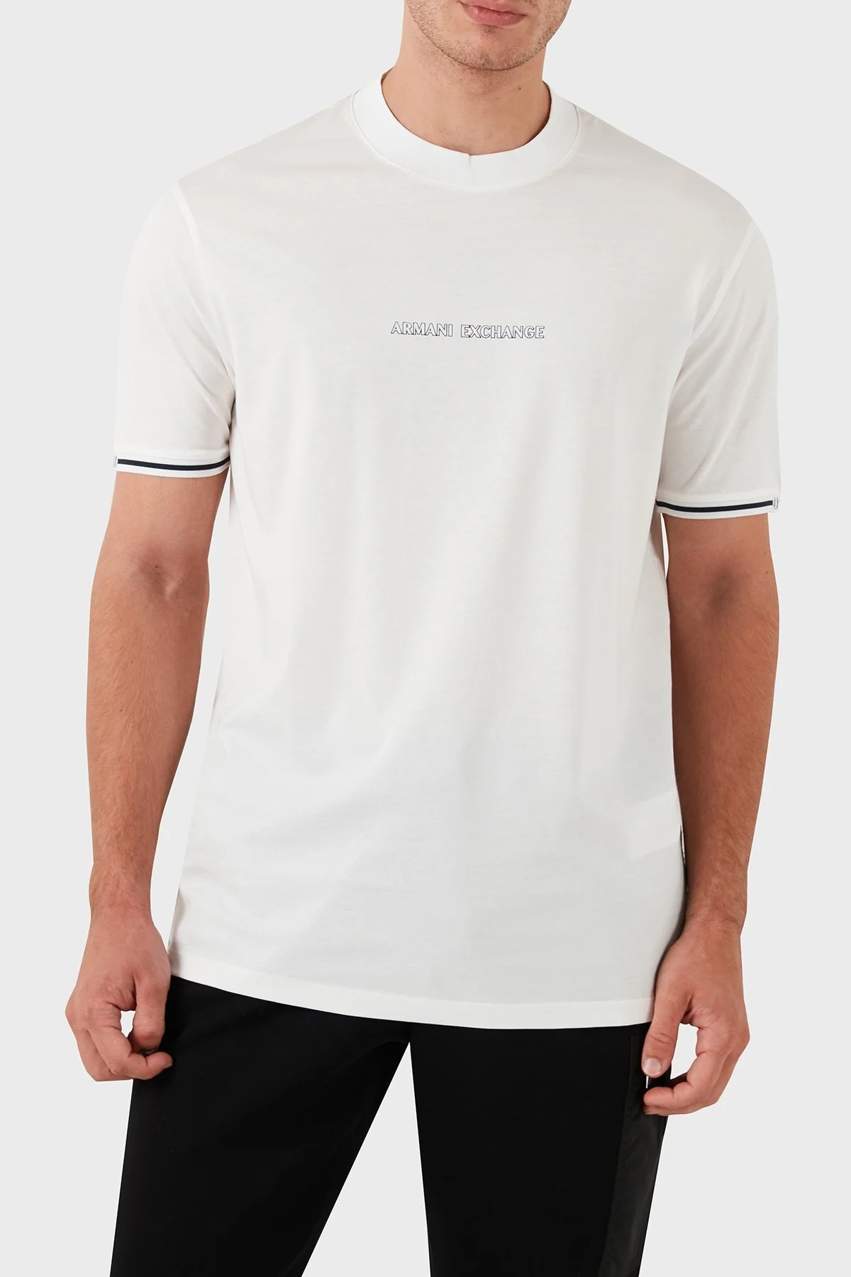 Armani Exchange Pamuklu Bisiklet Yaka Erkek T Shirt 6DZTJB ZJ9AZ 1116 BEYAZ - 1