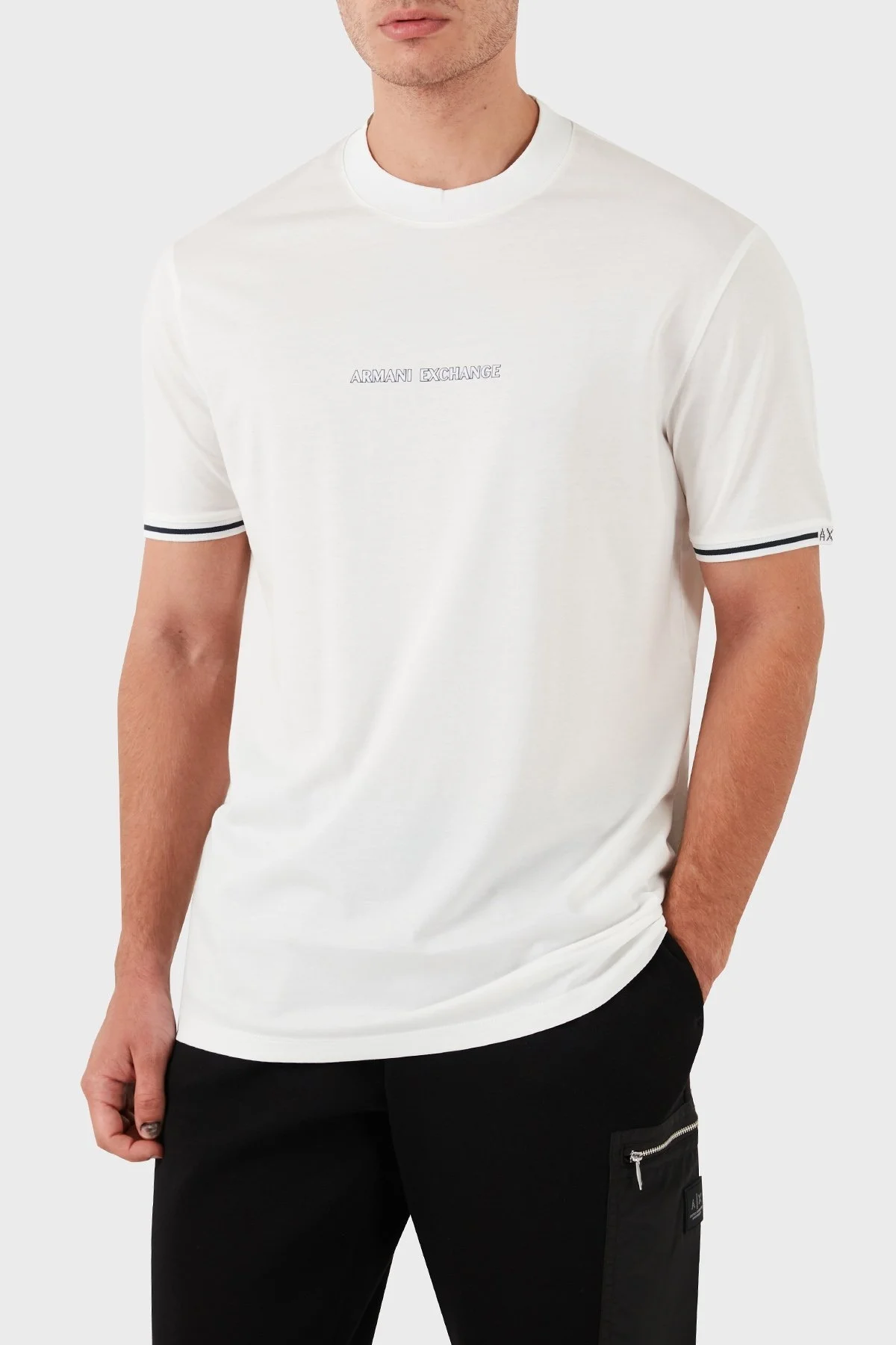 Armani Exchange Pamuklu Bisiklet Yaka Erkek T Shirt 6DZTJB ZJ9AZ 1116 BEYAZ - 4