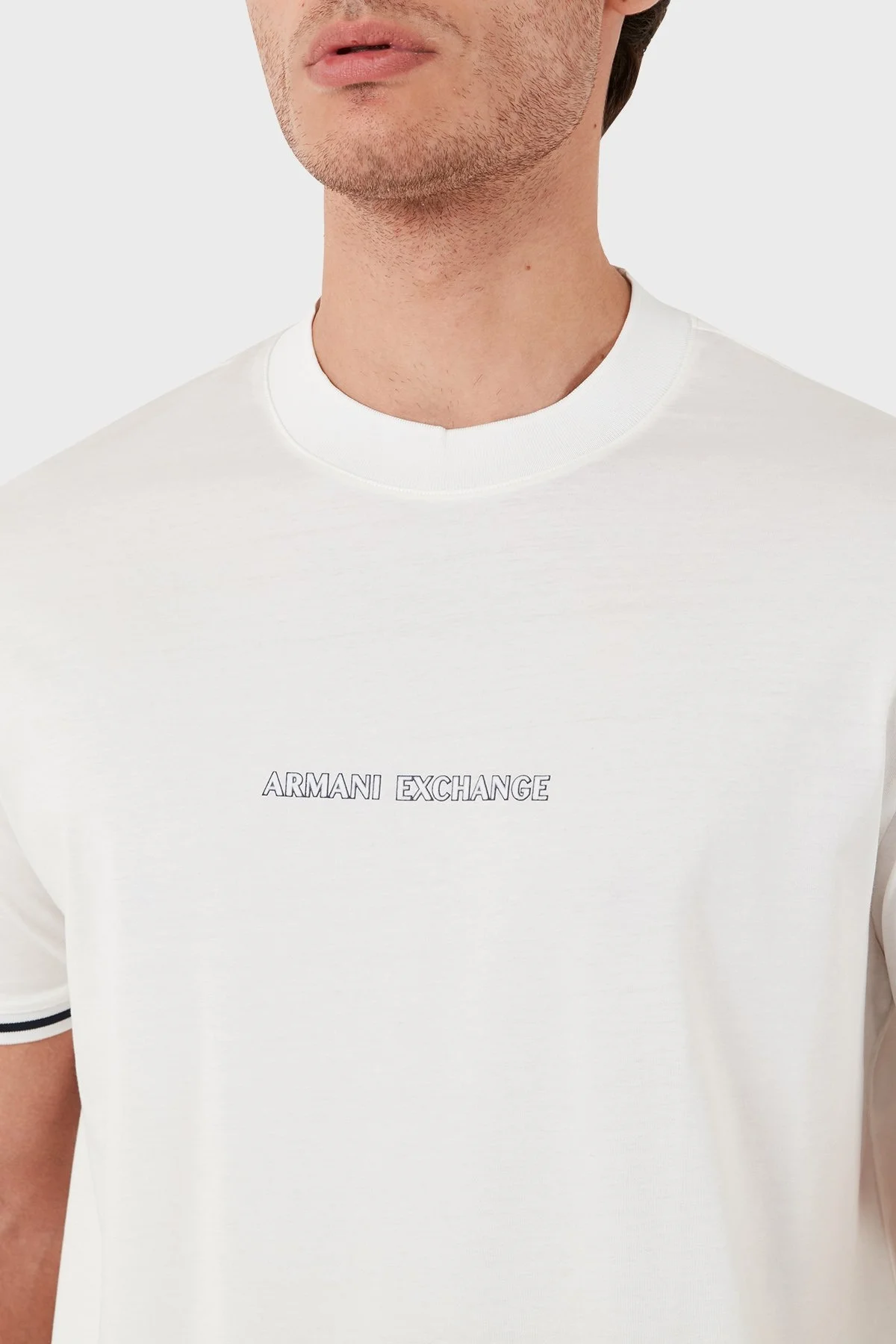 Armani Exchange Pamuklu Bisiklet Yaka Erkek T Shirt 6DZTJB ZJ9AZ 1116 BEYAZ - 5