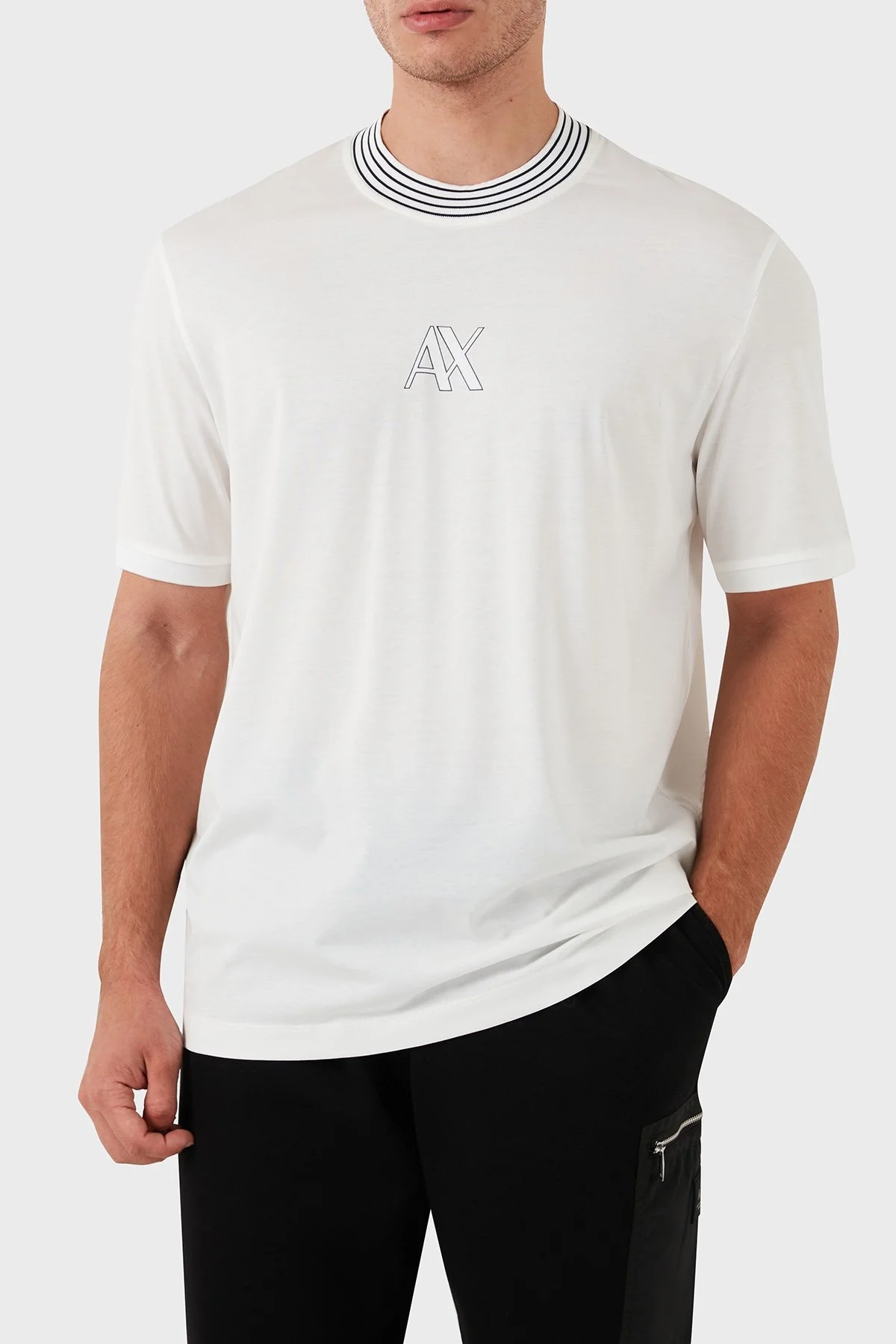Armani Exchange Pamuklu Bisiklet Yaka Erkek T Shirt 6DZTJC ZJ9AZ 1116 BEYAZ - 7