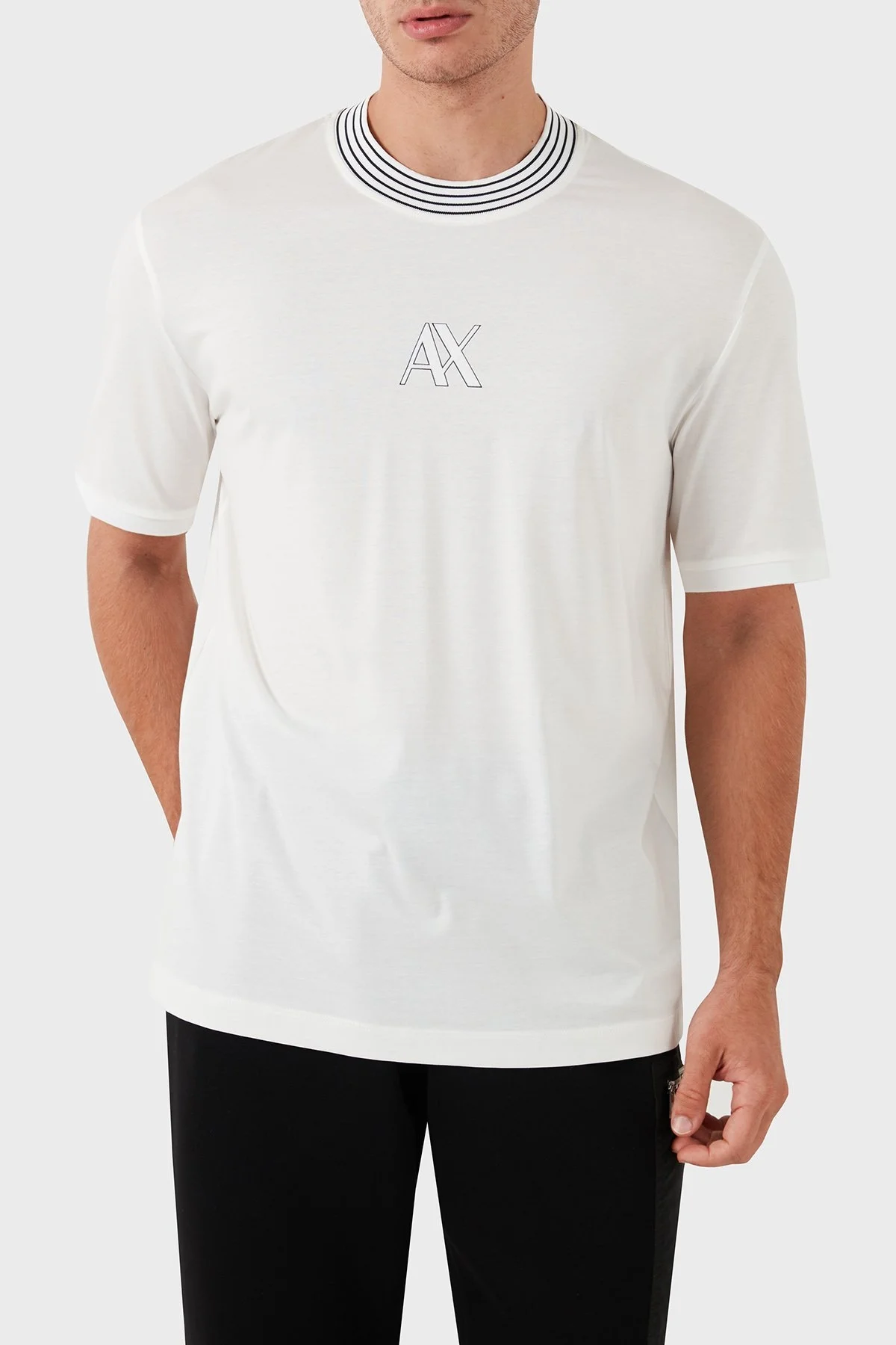 Armani Exchange Pamuklu Bisiklet Yaka Erkek T Shirt 6DZTJC ZJ9AZ 1116 BEYAZ - 11