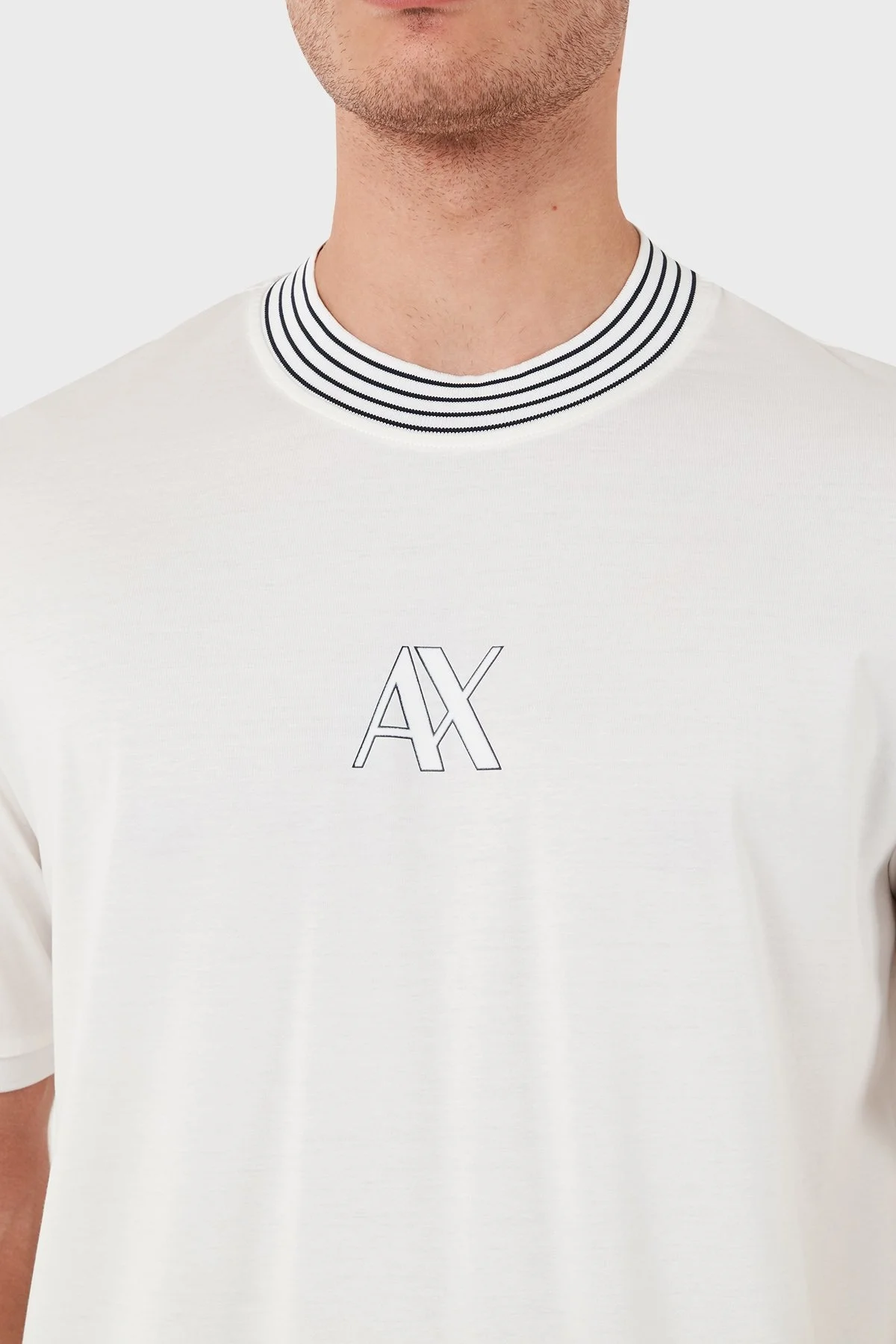 Armani Exchange Pamuklu Bisiklet Yaka Erkek T Shirt 6DZTJC ZJ9AZ 1116 BEYAZ - 12