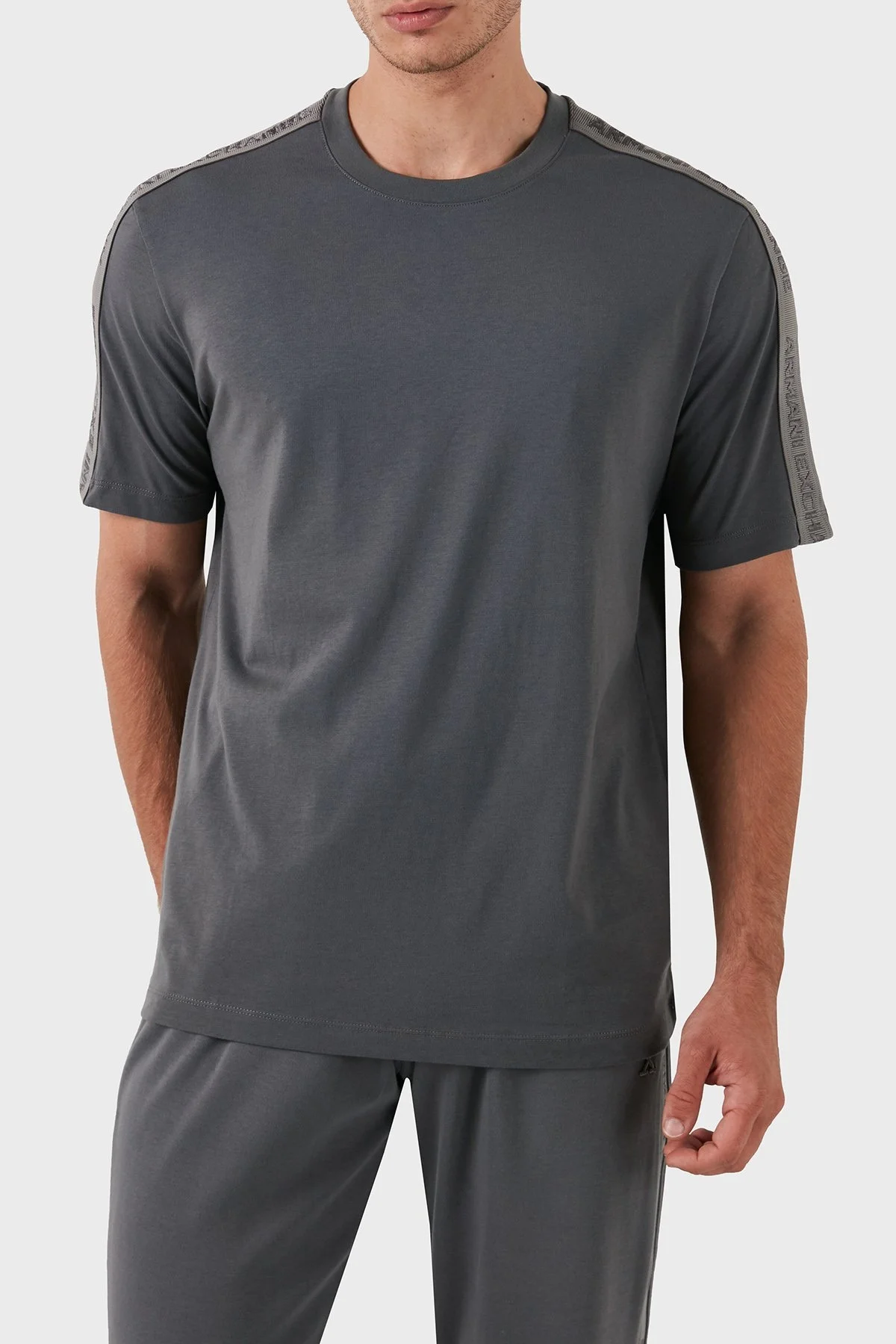 Armani Exchange Pamuklu Bisiklet Yaka Erkek T Shirt 6DZTLA ZJ9JZ 19AA GRİ - 1