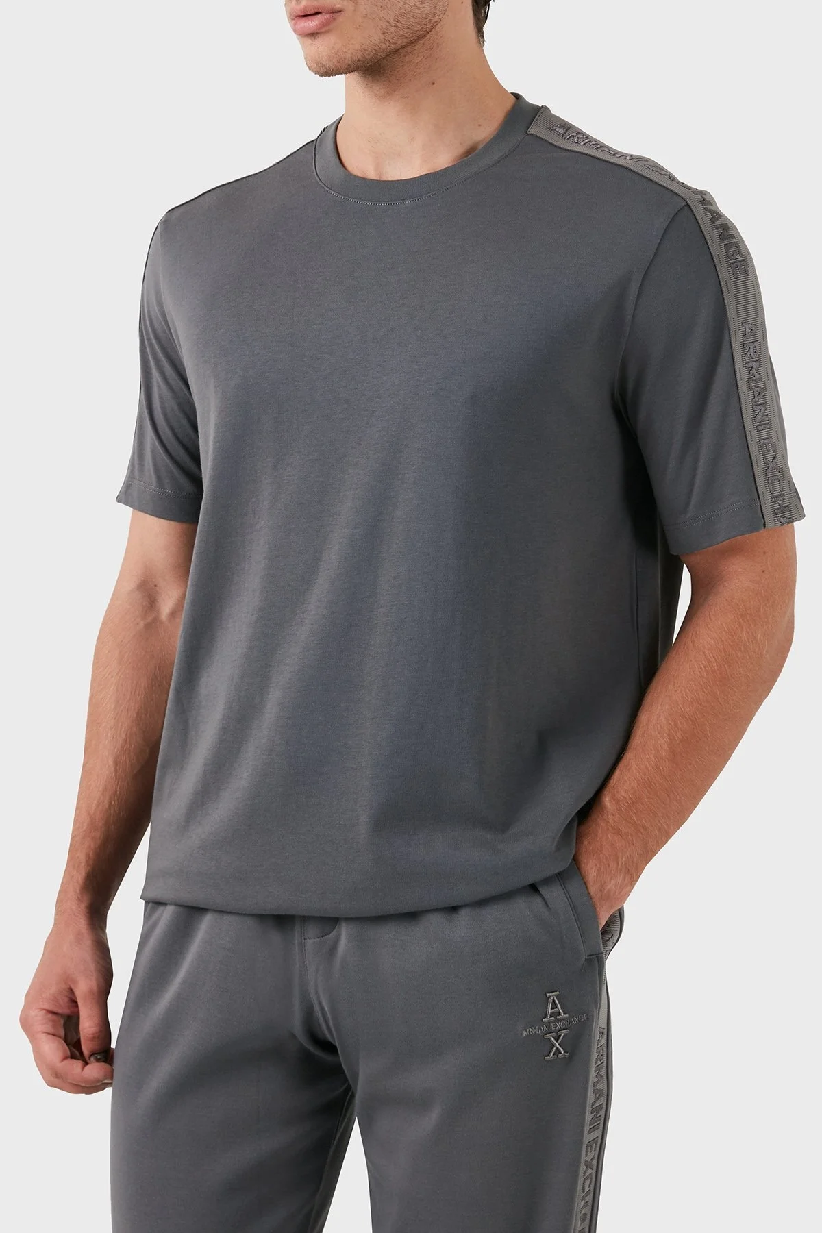 Armani Exchange Pamuklu Bisiklet Yaka Erkek T Shirt 6DZTLA ZJ9JZ 19AA GRİ - 9