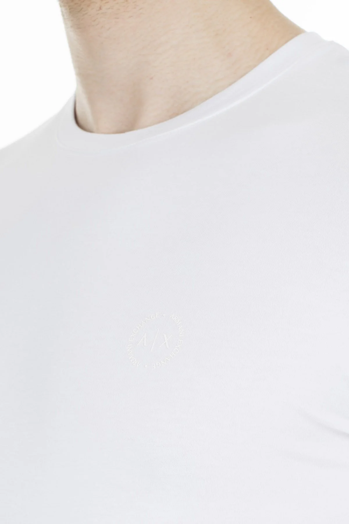 Armani Exchange Pamuklu Slim Fit Bisiklet Yaka Erkek T Shirt 8NZT84 Z8M9Z 1100 BEYAZ - 14