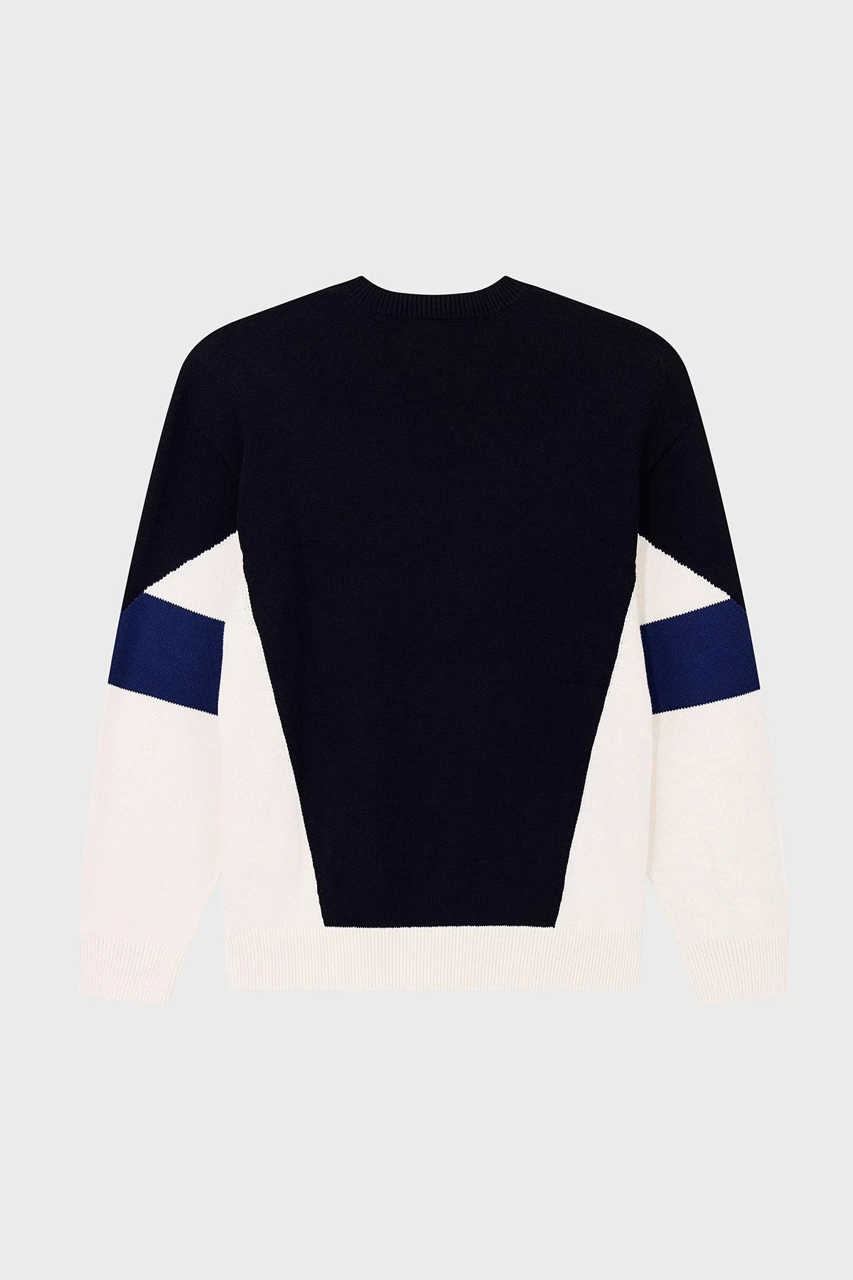 Armani Exchange Pamuklu Bisiklet Yaka Renk Bloklu Erkek Kazak XM003561 AF18754 M0413 Beyaz-lacivert - 7