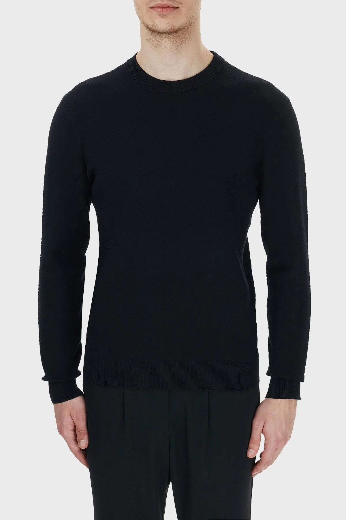 Armani Exchange Pamuklu Bisiklet Yaka Triko Erkek Kazak 6HZM3D ZMU8Z 1200 SİYAH - 1