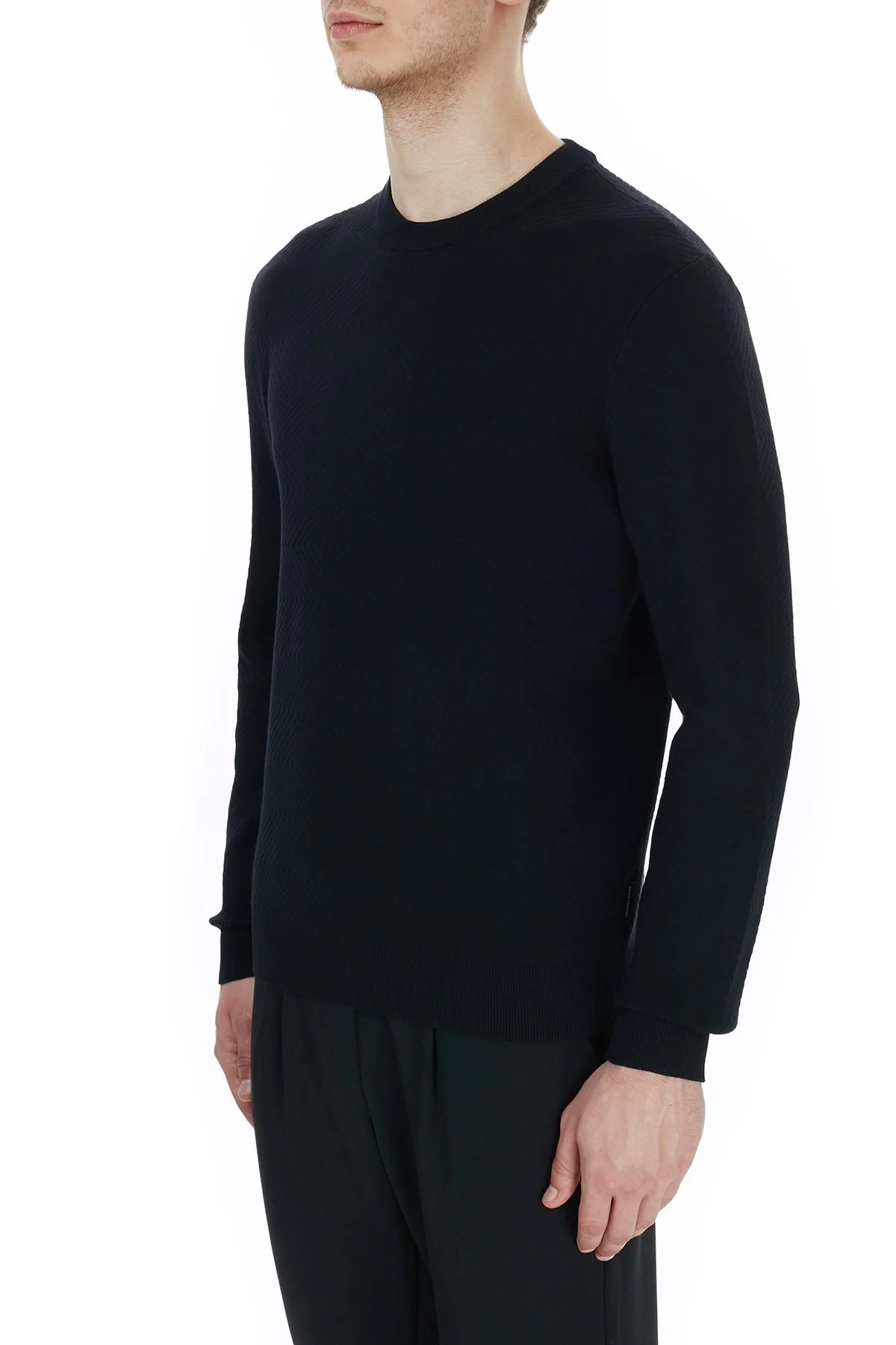 Armani Exchange Pamuklu Bisiklet Yaka Triko Erkek Kazak 6HZM3D ZMU8Z 1200 SİYAH - 3