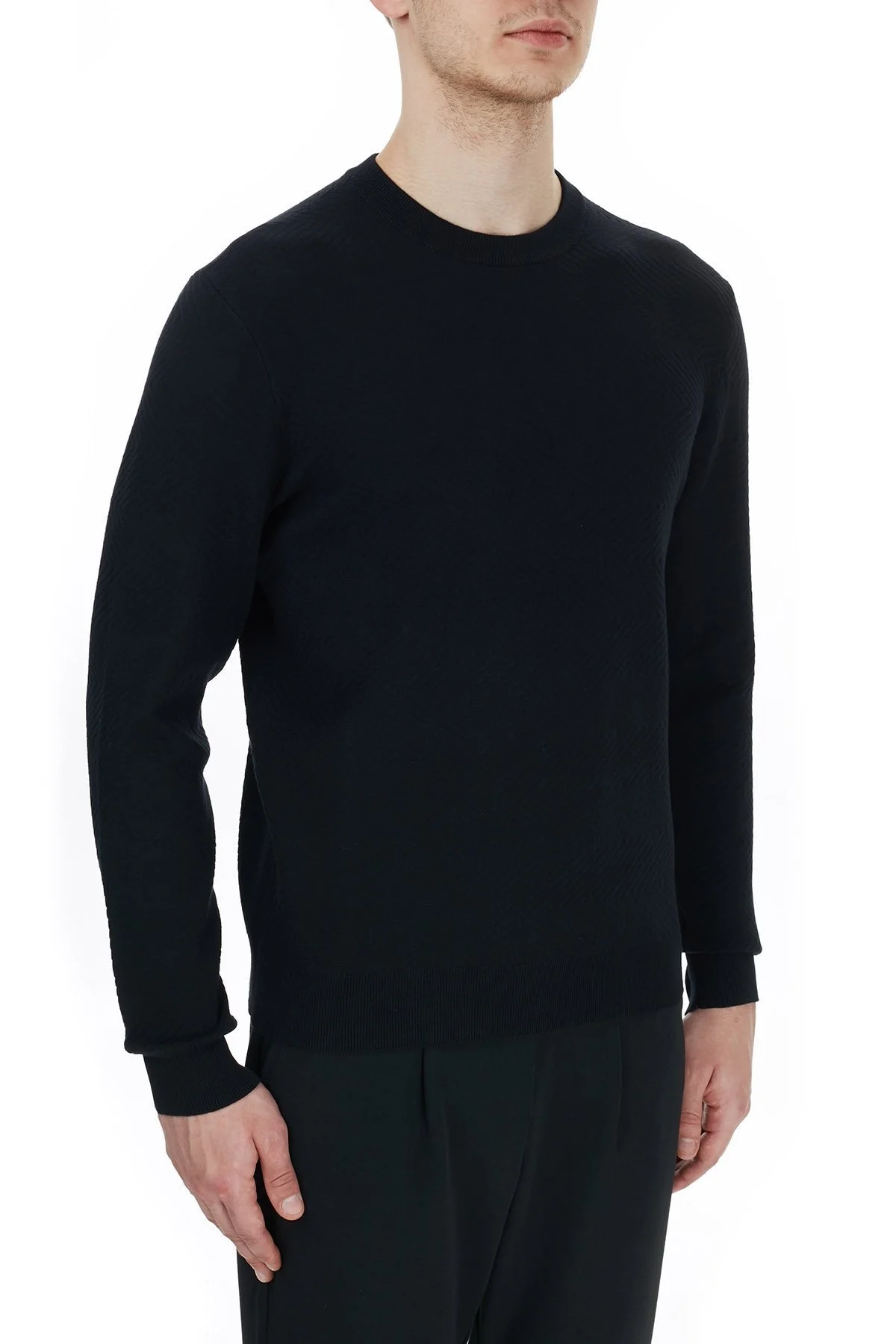 Armani Exchange Pamuklu Bisiklet Yaka Triko Erkek Kazak 6HZM3D ZMU8Z 1200 SİYAH - 4