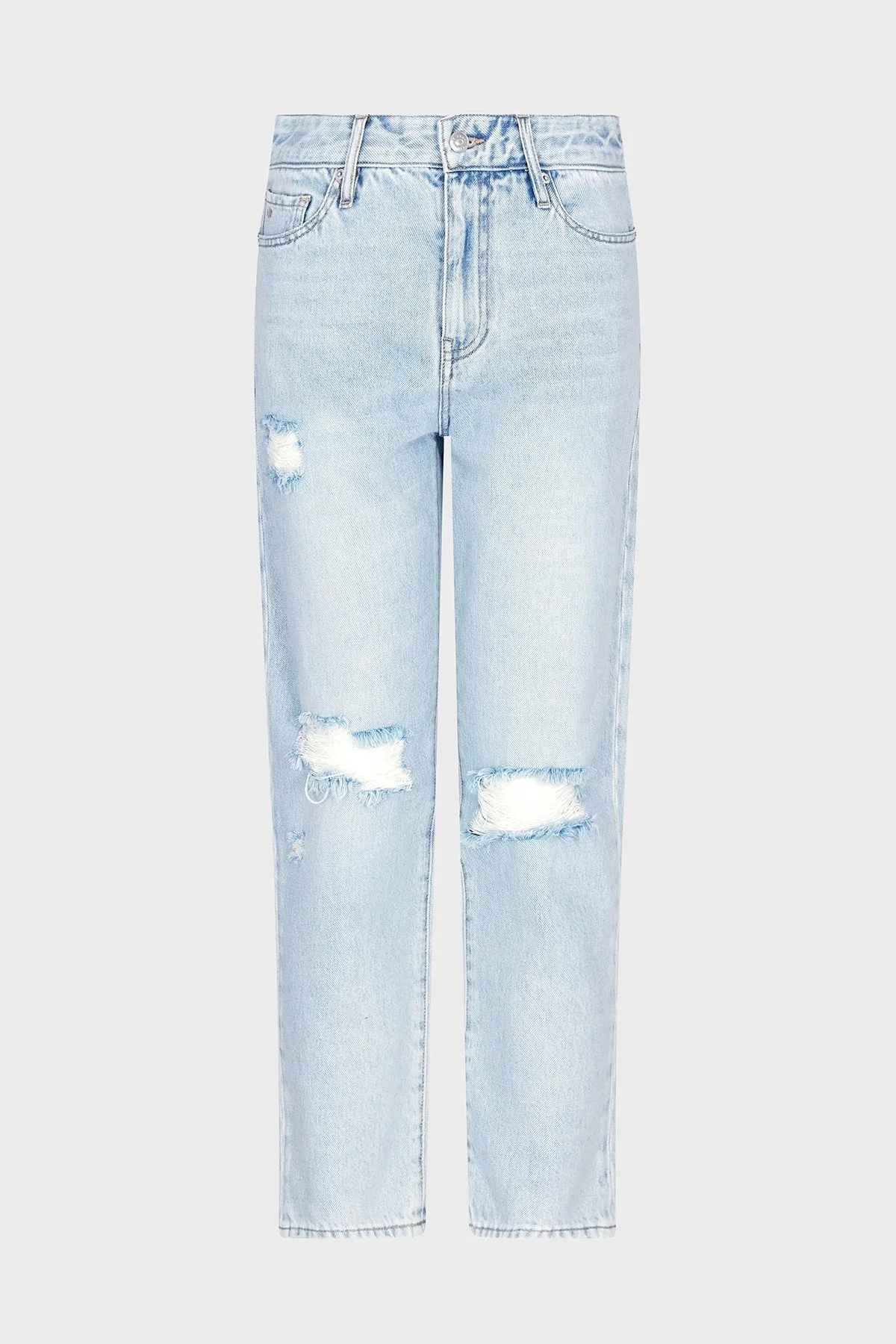 Armani Exchange Pamuklu Boyfriend Fit Yüksek Bel Düz Paça Jeans Bayan Kot Pantolon XW000073 AF12859 MB003 AÇIK MAVİ - 10