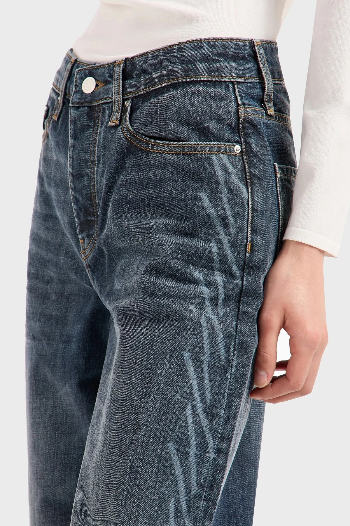 Armani Exchange Pamuklu Carrot Fit Jeans Bayan Kot Pantolon 6DYJ51 Y18DZ 1500 MAVİ - 9