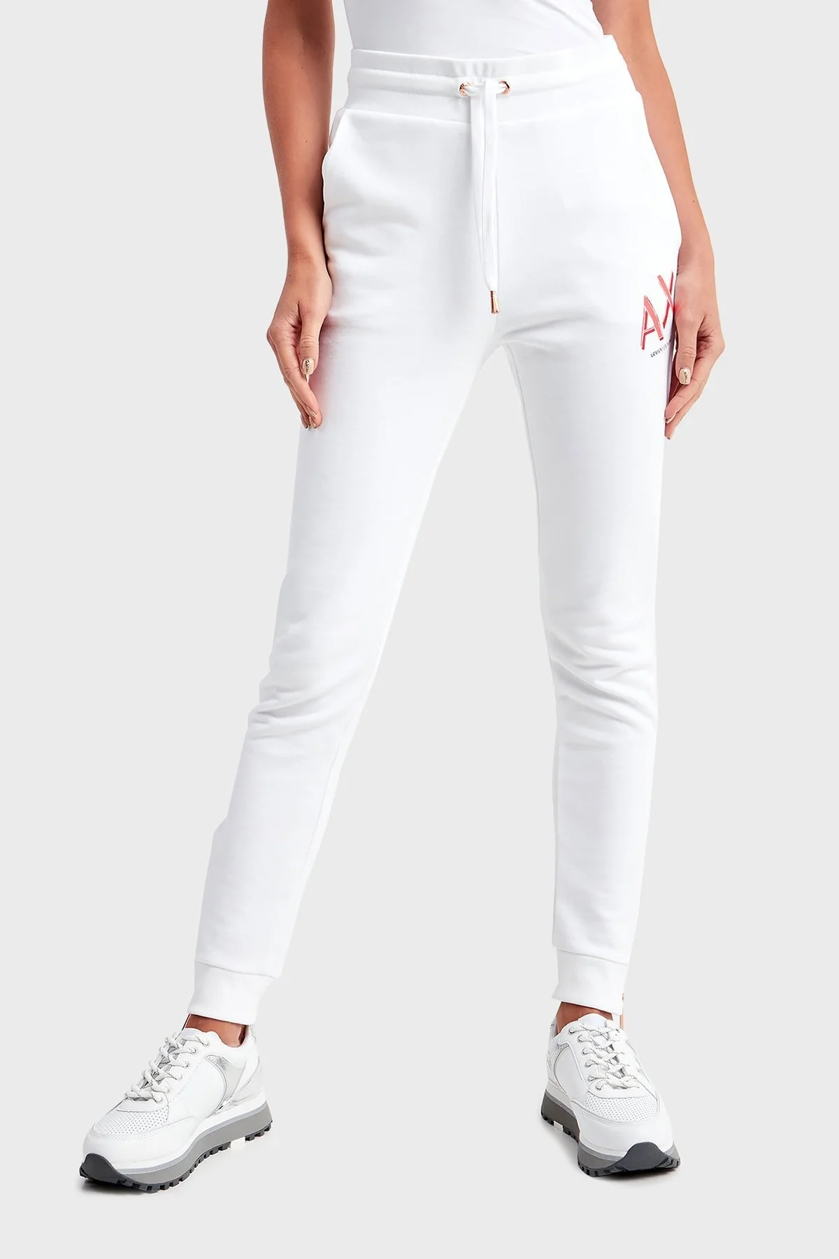 Armani Exchange Pamuklu Cepli Jogger Spor Bayan Pantolon 3LYP96 YJ4XZ 1100 BEYAZ - 1