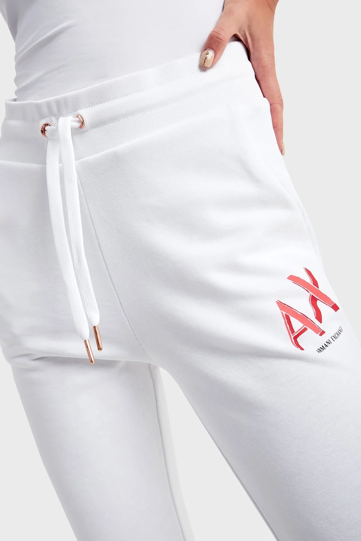 Armani Exchange Pamuklu Cepli Jogger Spor Bayan Pantolon 3LYP96 YJ4XZ 1100 BEYAZ - 4