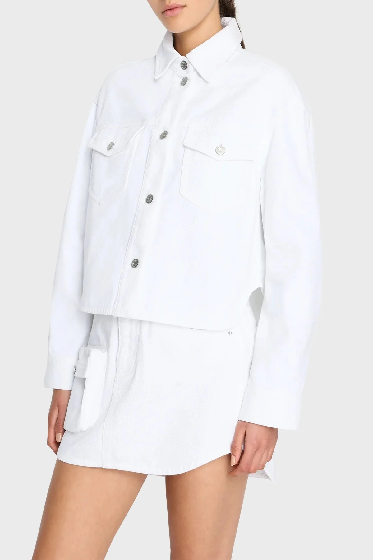 Armani Exchange Pamuklu Cropped Fit Bayan Kot Ceket 3DYB49 Y15MZ 0104 BEYAZ - 1