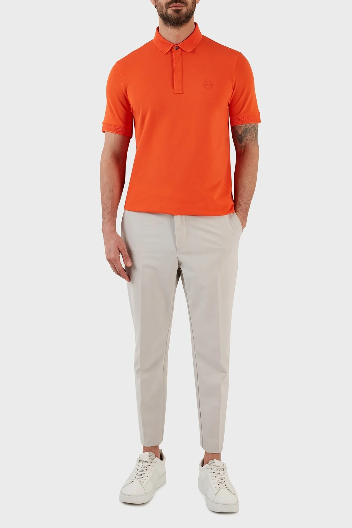 Armani Exchange Pamuklu Düğmeli Slim Fit Erkek Polo T Shirt 8NZF91 ZJ81Z 1439 TURUNCU - 4