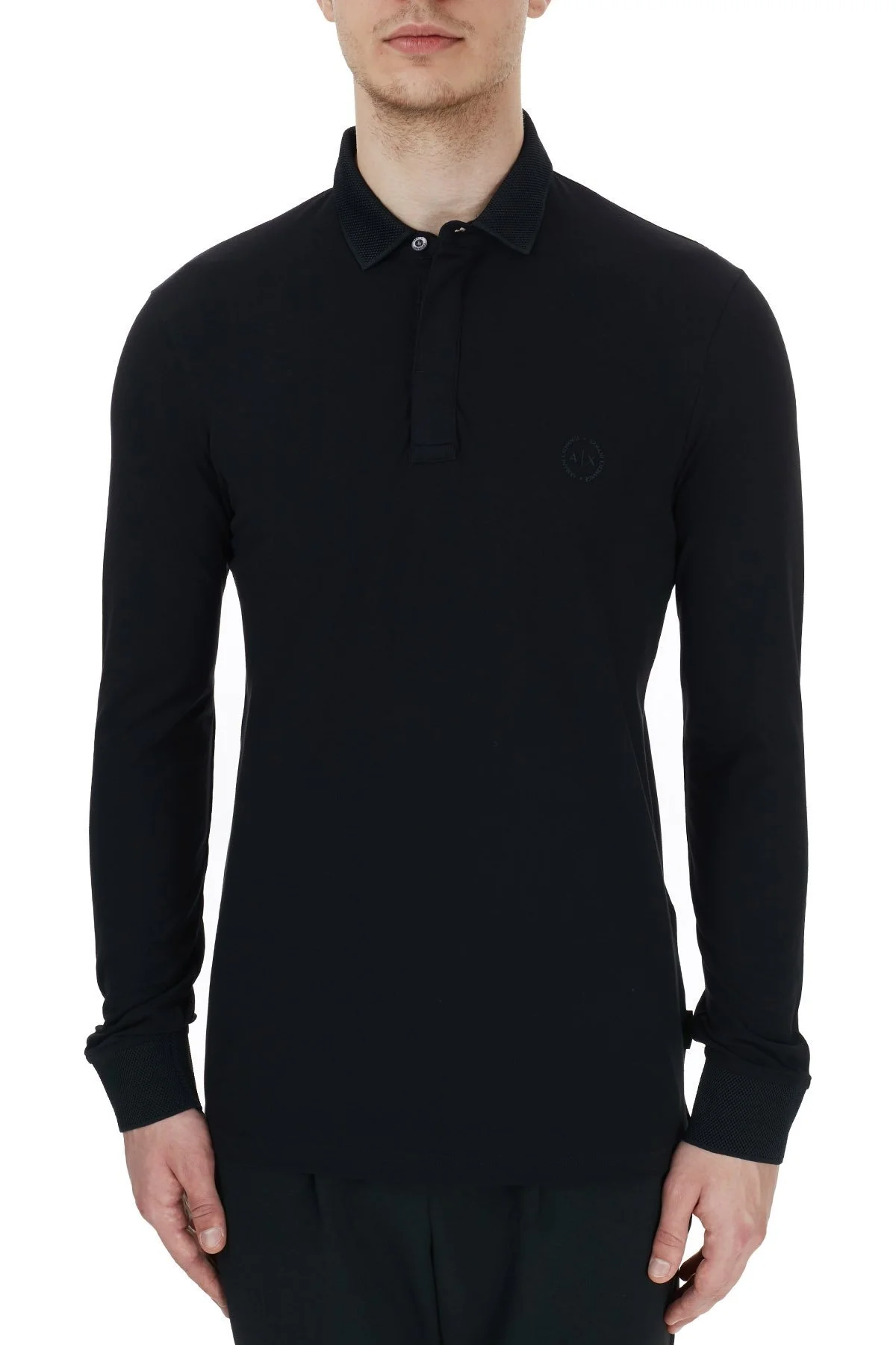 Armani Exchange Pamuklu Düğmeli Polo Erkek T Shirt 8NZF79 ZJ81Z 1200 SİYAH - 1