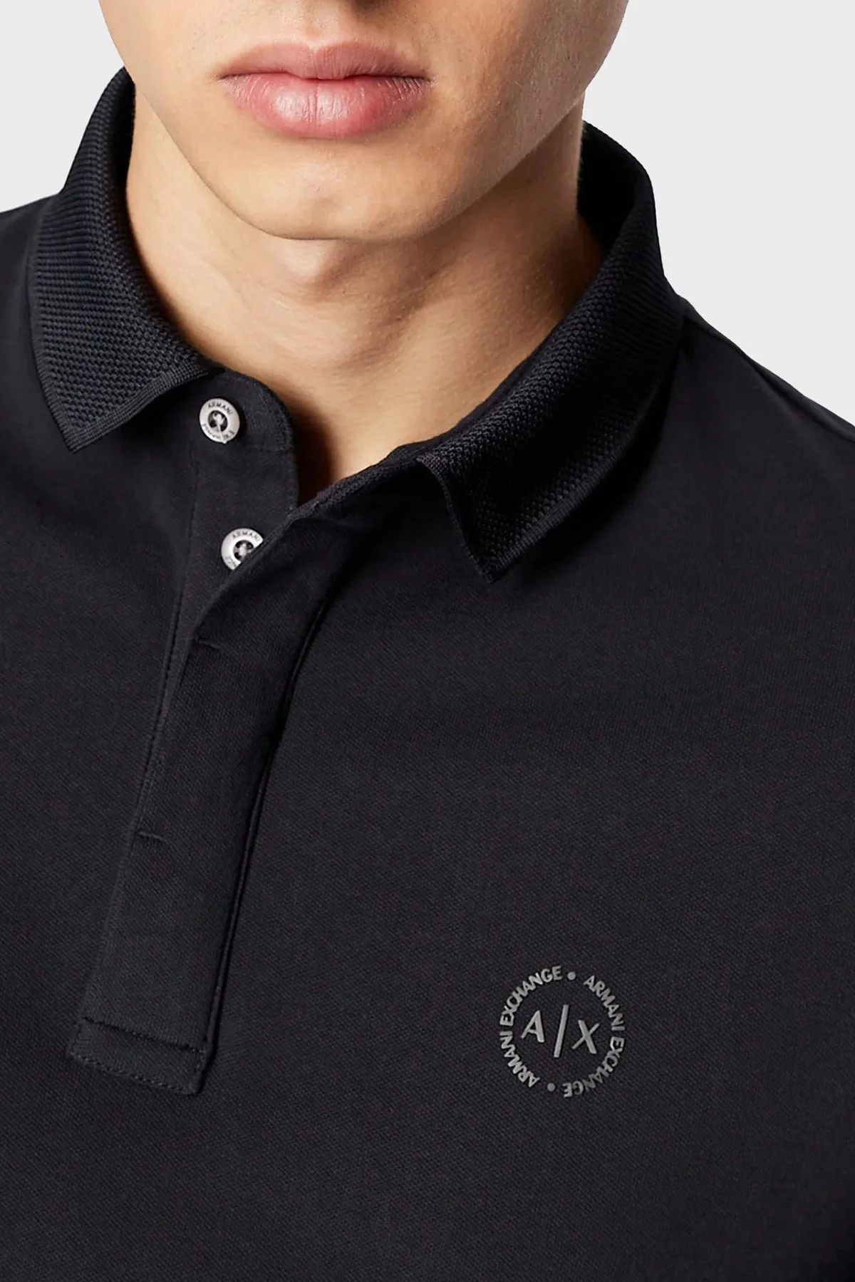 Armani Exchange Pamuklu Uzun Kollu Düğmeli Polo Yaka Erkek T Shirt 8NZF79 ZJ81Z 1510 LACİVERT - 3