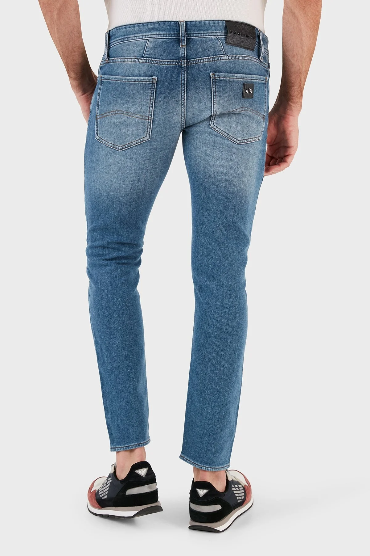 Armani Exchange Pamuklu Düşük Bel Skinny Fit Dar Paça J14 Jeans Erkek Kot Pantolon 6RZJ14 Z1TTZ 25EV MAVİ - 5