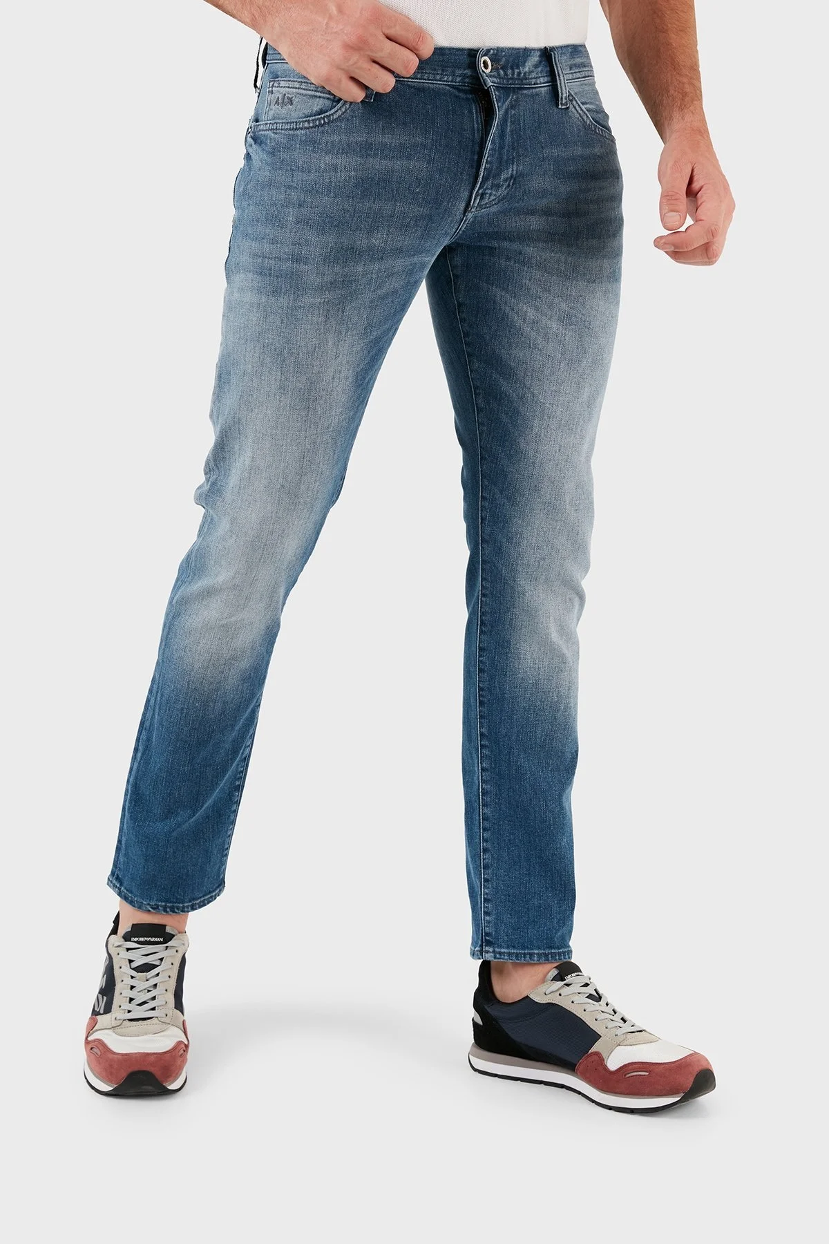 Armani Exchange Pamuklu Düşük Bel Skinny Fit Dar Paça J14 Jeans Erkek Kot Pantolon 6RZJ14 Z2YJZ 1500 MAVİ - 8
