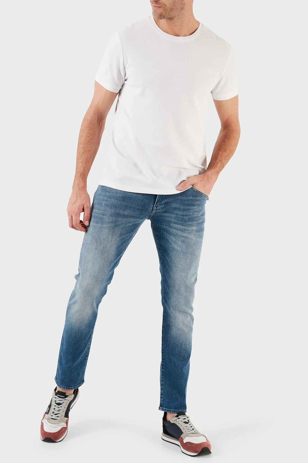 Armani Exchange Pamuklu Düşük Bel Skinny Fit Dar Paça J14 Jeans Erkek Kot Pantolon 6RZJ14 Z2YJZ 1500 MAVİ - 9