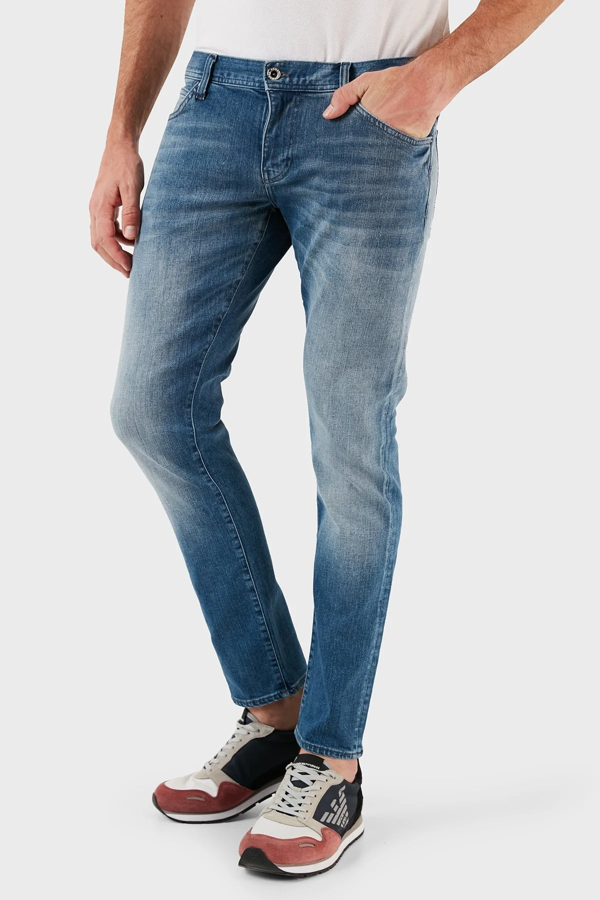 Armani Exchange Pamuklu Düşük Bel Skinny Fit Dar Paça J14 Jeans Erkek Kot Pantolon 6RZJ14 Z2YJZ 1500 MAVİ - 10