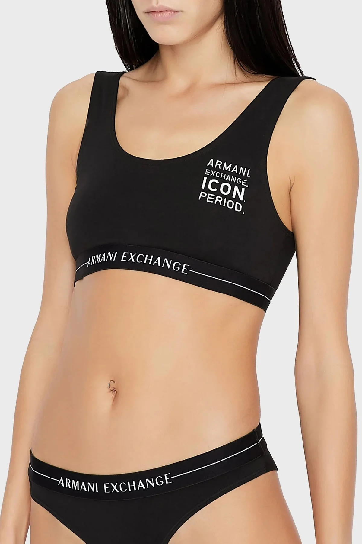 Armani Exchange Pamuklu Elastik Bantlı Balensiz Bayan Sütyen 947004 2F502 00020 SİYAH - 1