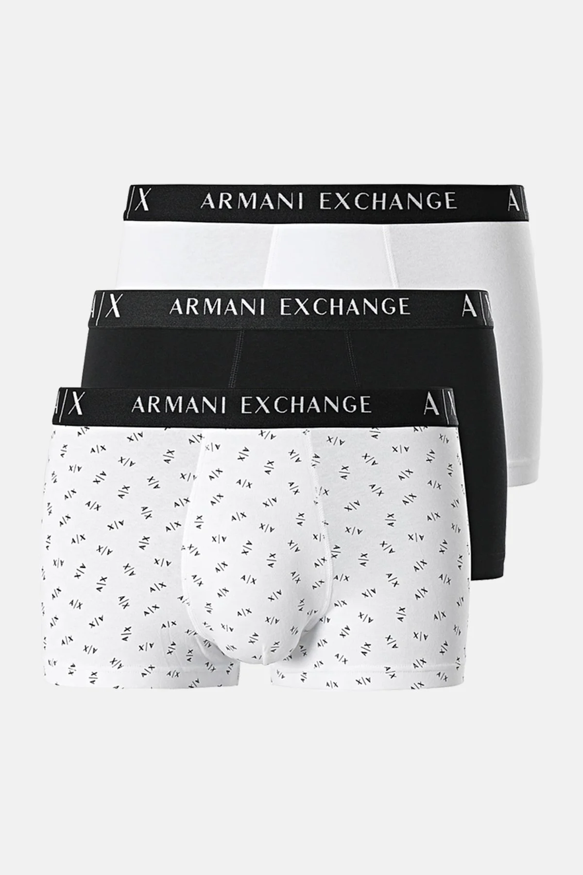 Armani Exchange Pamuklu Esnek Konforlu 3 Pack Erkek Boxer 957030 CC282 11211 BEYAZ-SİYAH - 1